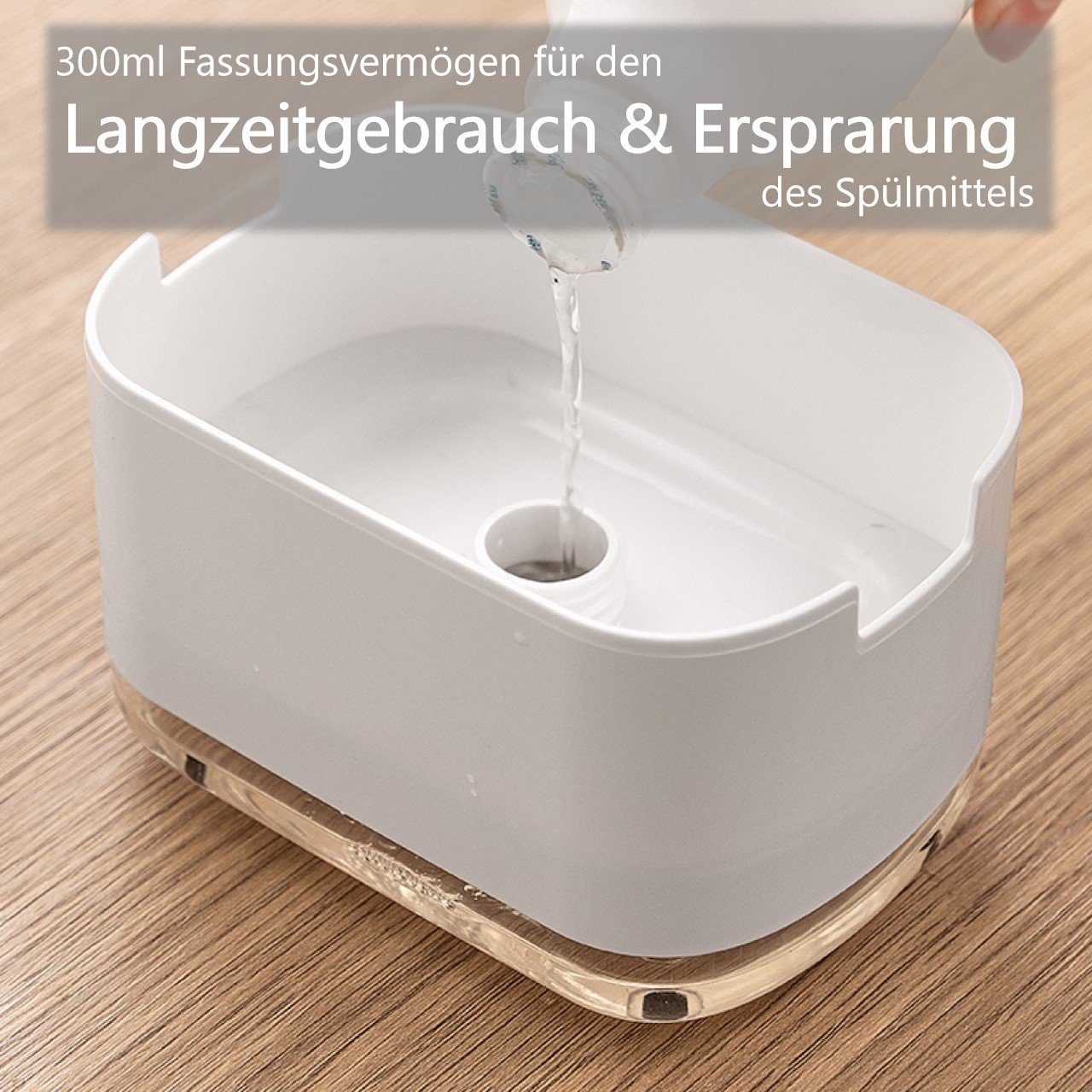 Creliv Seifenspender Einhand Spülmittelspender mit Schwammablage – Sauber & Schnell, (1-tlg)