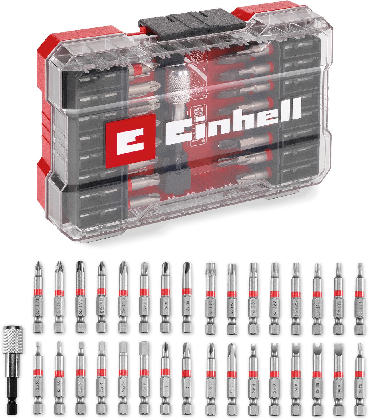Einhell Bit-Set M-CASE Bitkassette LS, 33-tlg. (Bits, Schnellwechselbithalter, Box)