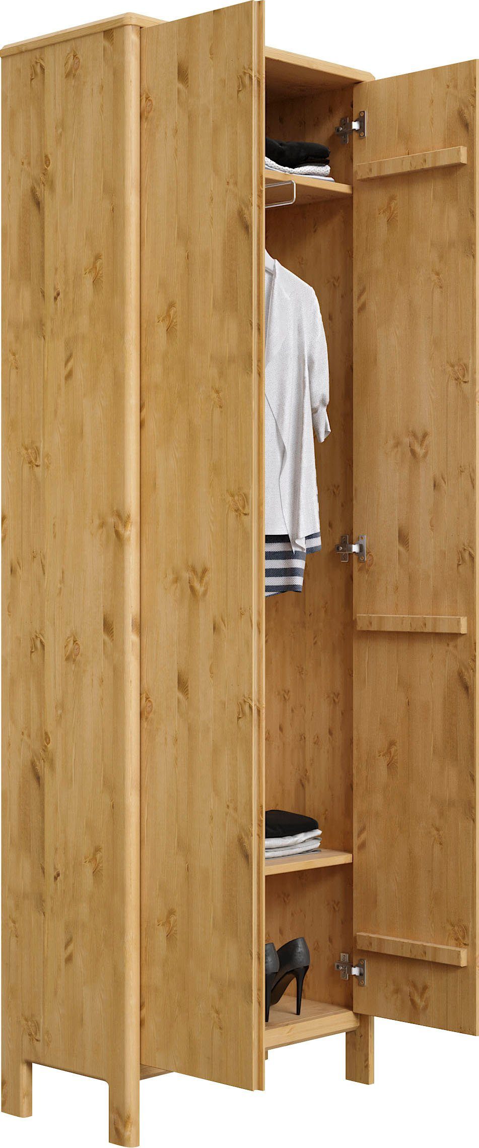 Home affaire Garderobenschrank Luven Massivholz, natur Höhe aus 192 cm