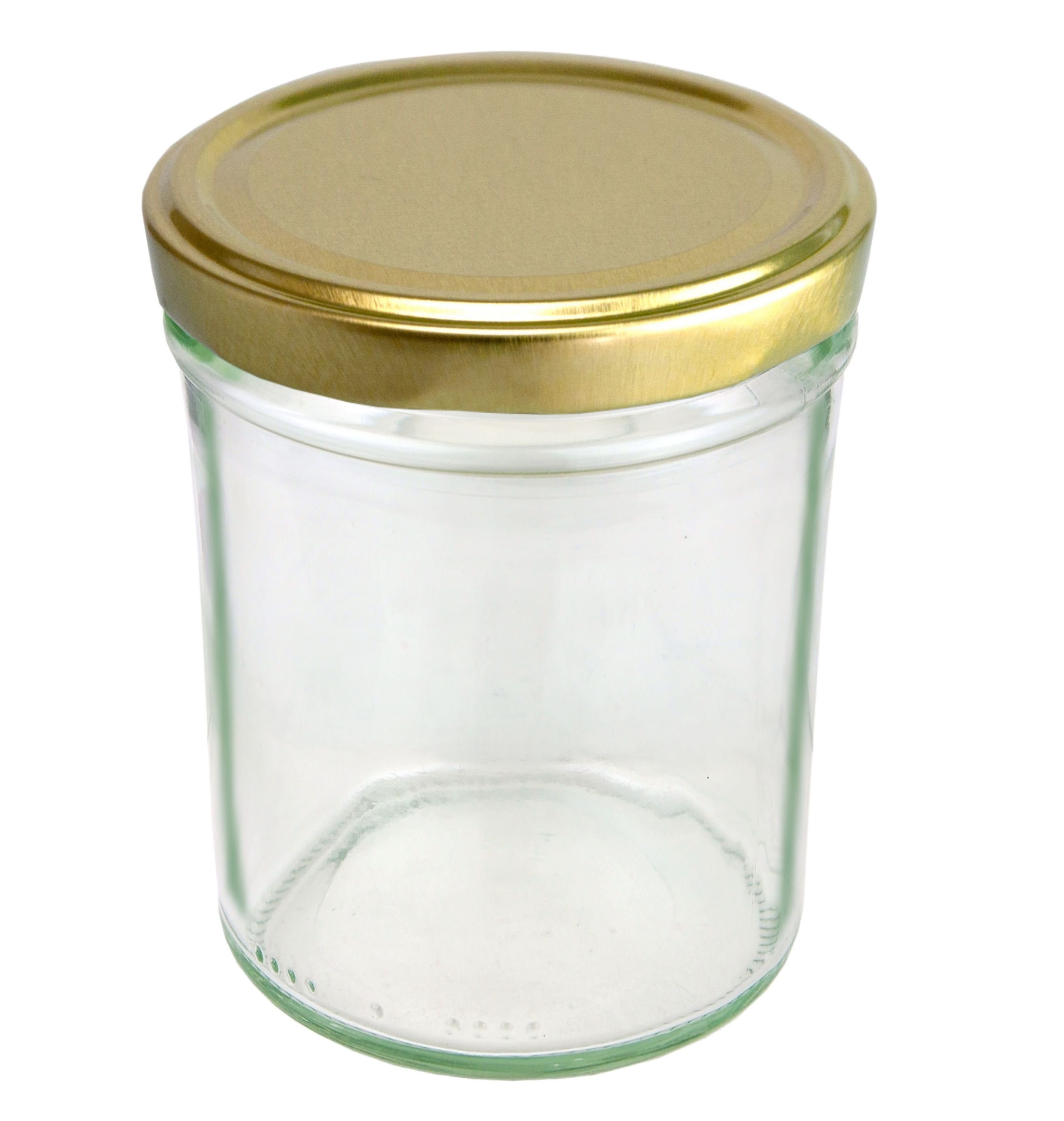 MamboCat Einmachglas 12er Set Deckel 230 Rezeptheft, Glas To ml incl. 66 HOCH goldener Sturzglas