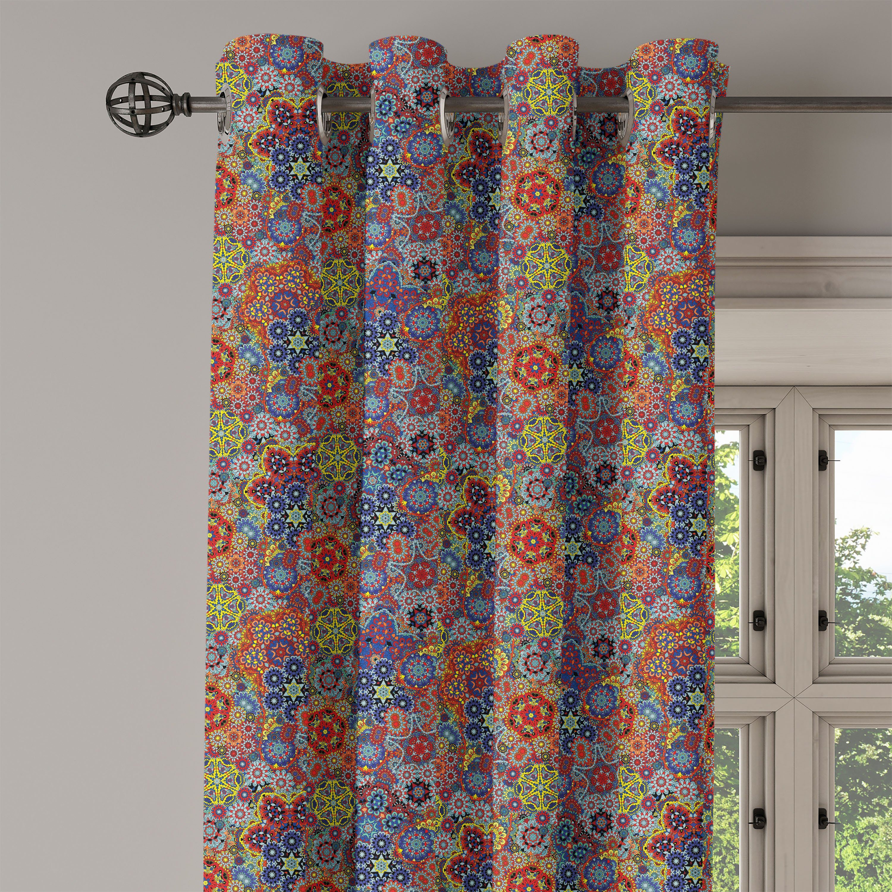 Nested Dekorative Paisley für Schlafzimmer Combined Gardine Paisley Wohnzimmer, 2-Panel-Fenstervorhänge Abakuhaus,