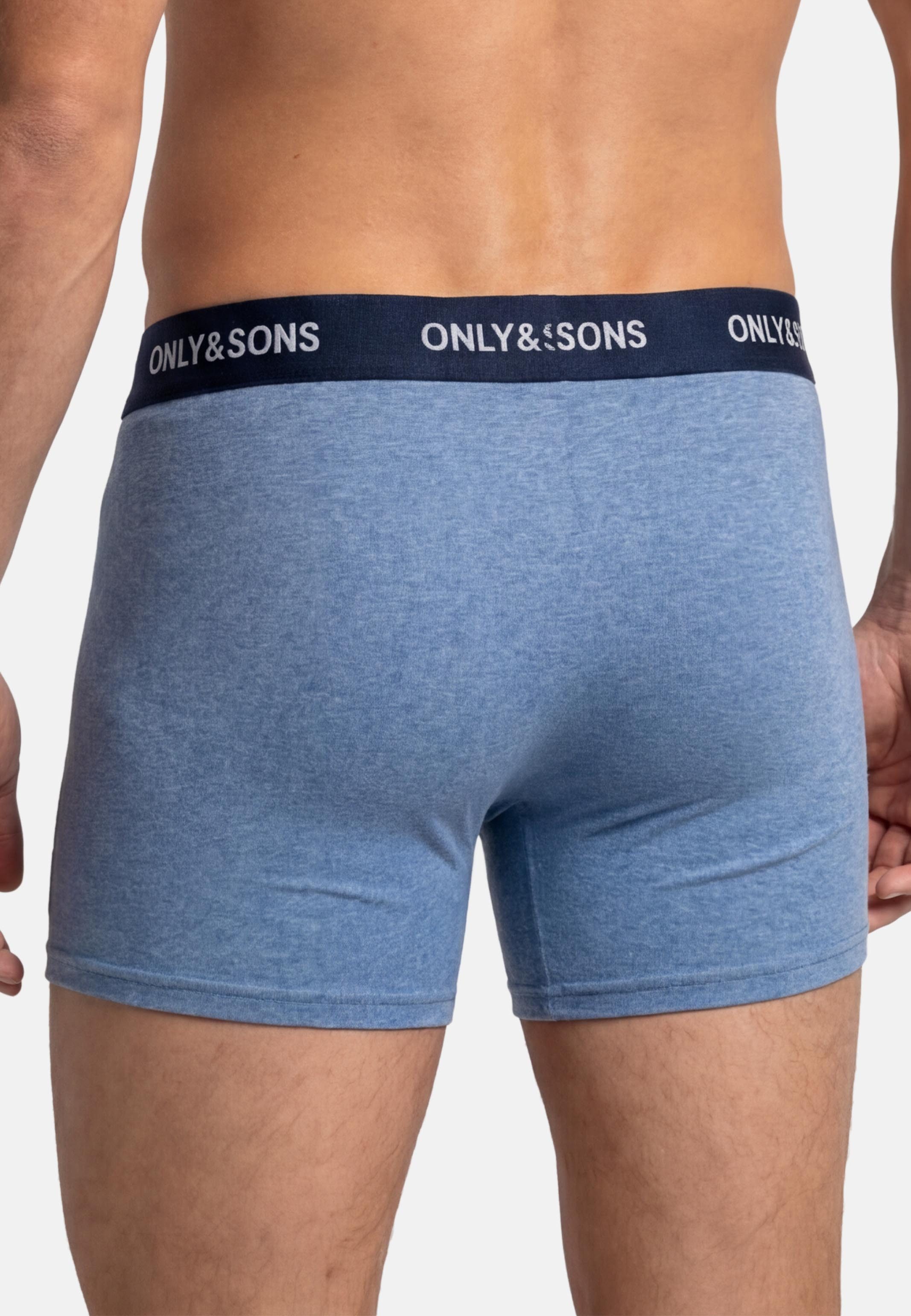 ONLY & SONS Retro Boxer 6er Pack ONSFITZ SOLID BOXER (Spar-Set, 6-St) Long Short / Pant - Baumwolle - ohne Eingriff - Atmungsaktiv