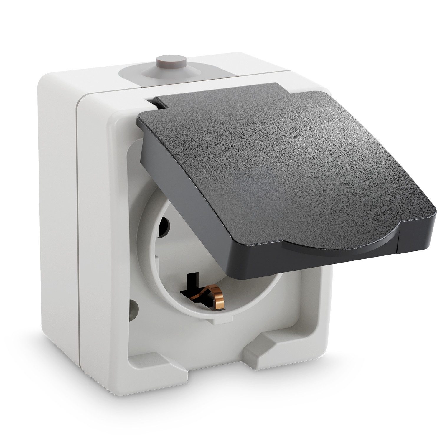 greate. Aufputz-Steckdose Aufputz Schutzkontakt Steckdose für Feuchtraum - Aufputzsteckdose, 1-St.