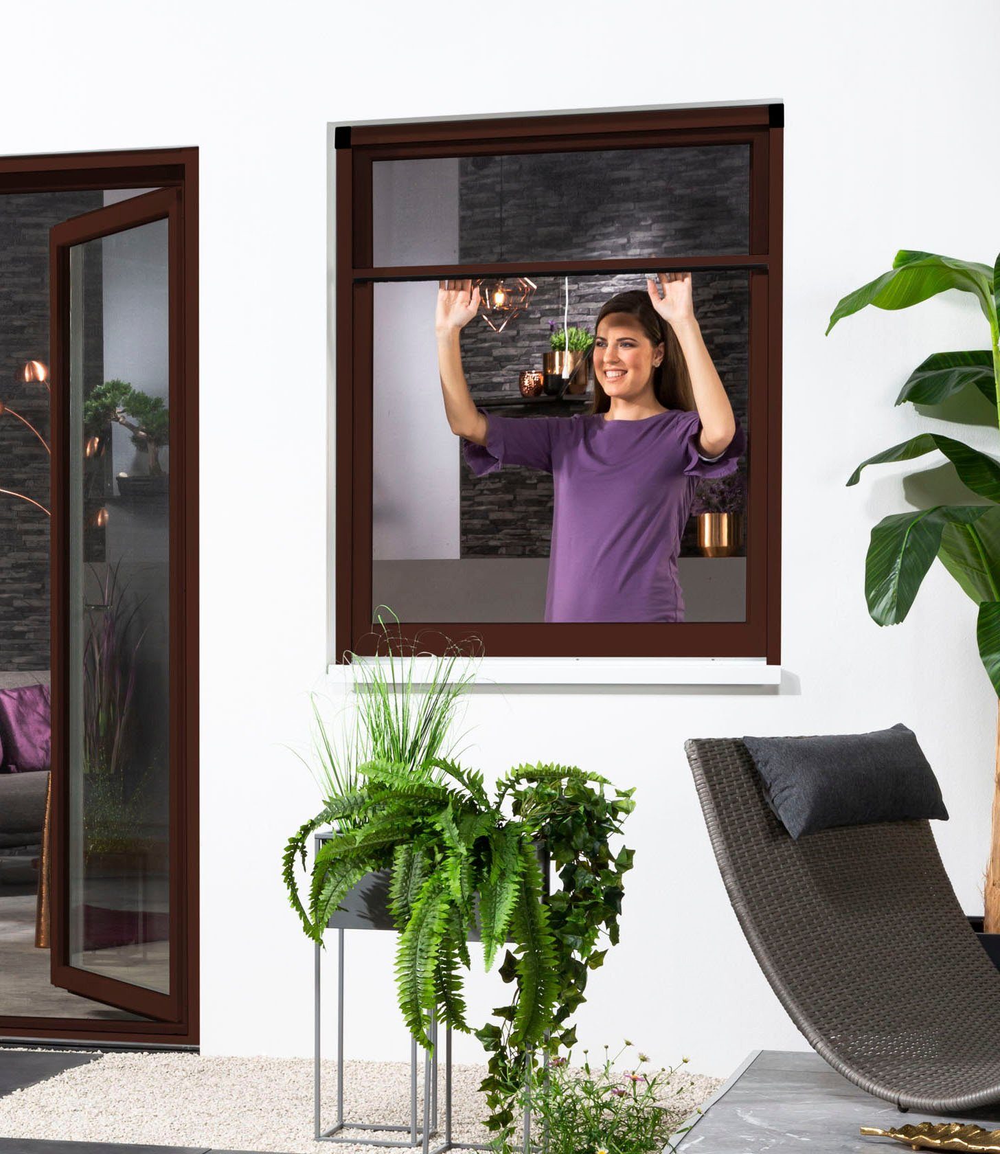 cm, kürzbar Insektenschutz-Fensterrahmen international SMART, 100x160 hecht
