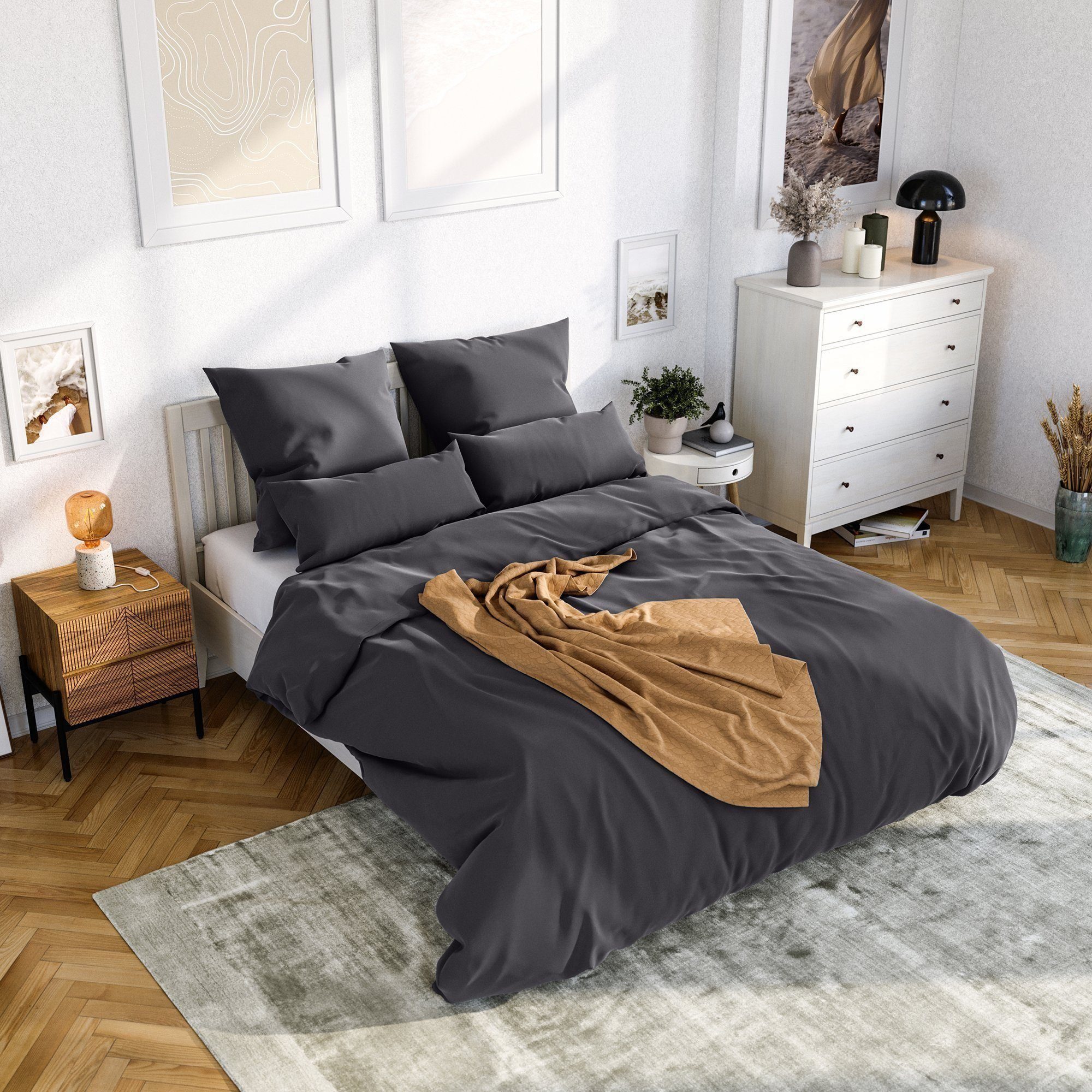 Bettwäsche Mikrofaser 4 tlg - Allergiker Bettwäsche einfarbig - unfassbar weich