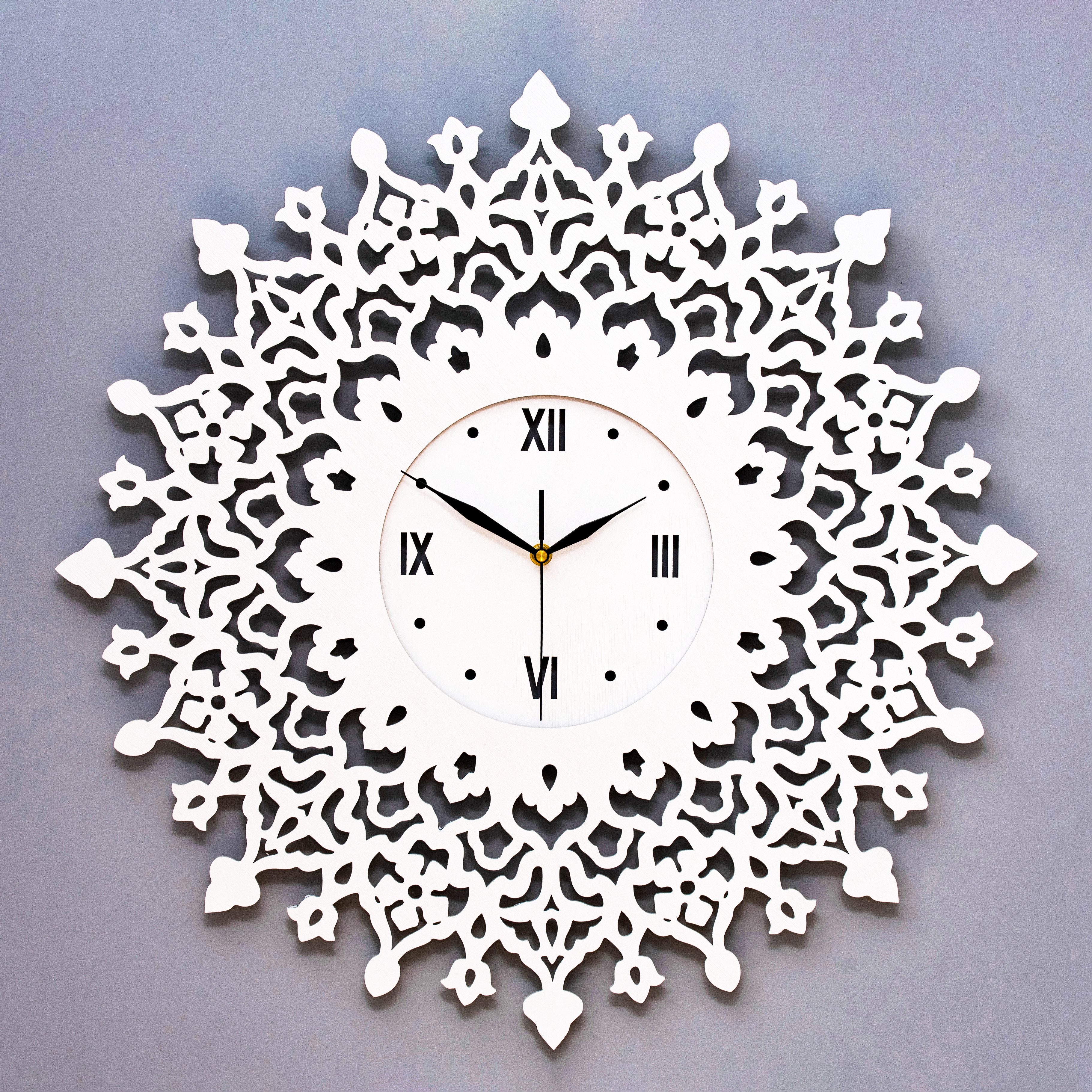 ORNAMENTI Wanduhr Boho Stil,grosse, Mandala, Rosette,Blume, hingucker, holz, 3 Grossen (Handmade, Yoga, ohne Ticken, Ornament, Wanddeko, Holzdeko)