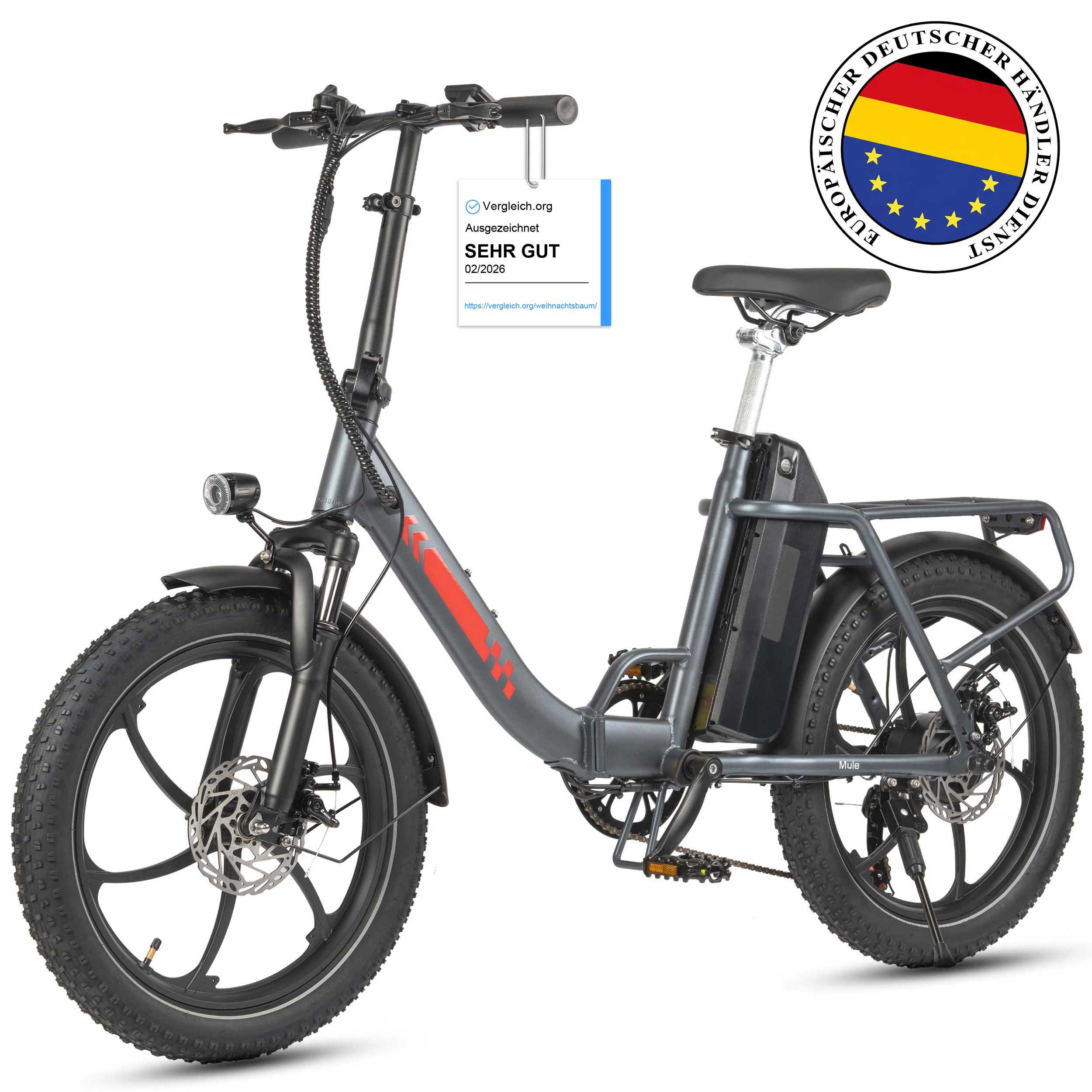 Vankel E-Bike Cityrad M1 Faltbares Damen u. Herren E-Fahrrad 960WH Pedelec,20AH 120 km, Heckmotor, 960 Wh, Cityrad 7 Gang Shimano,Scheibenbremsen, Kettenschaltung