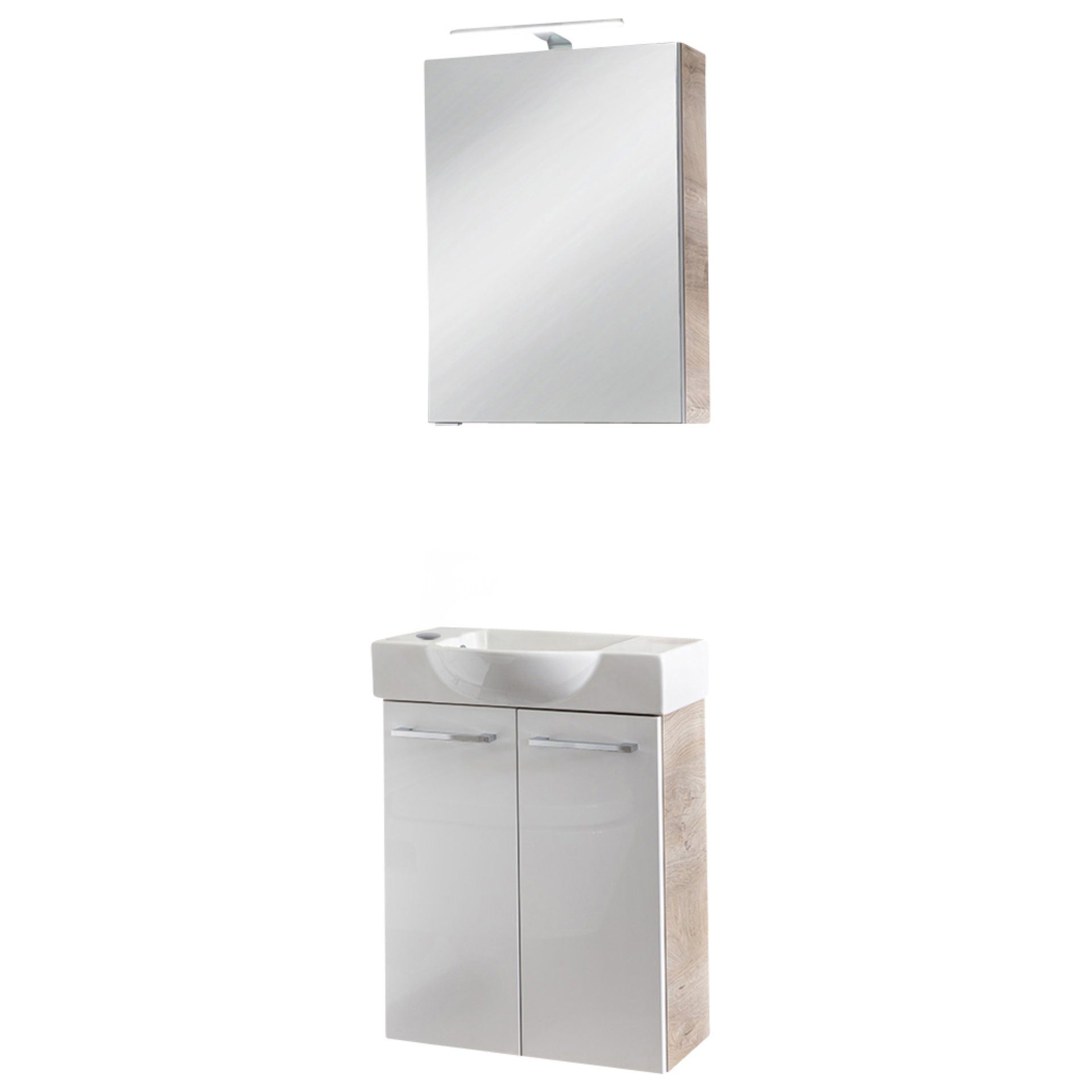 FACKELMANN Badmöbel-Set SBC STANFORD Gäste-WC Set, Waschtisch mit Spiegelschrank