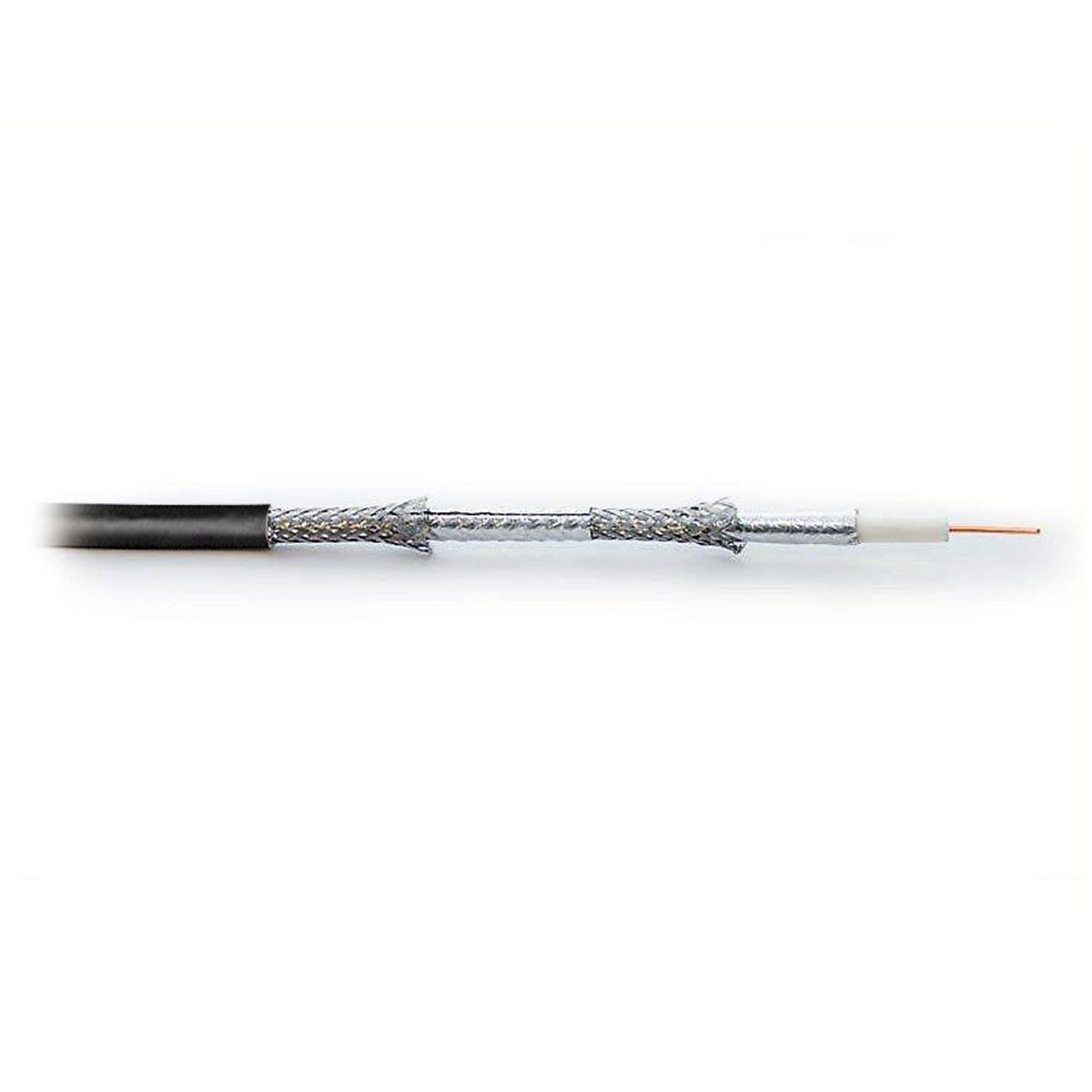 PremiumX 100m BASIC Koaxialkabel schwarz 135dB SAT Entmanteler 10x F-Stecker SAT-Kabel
