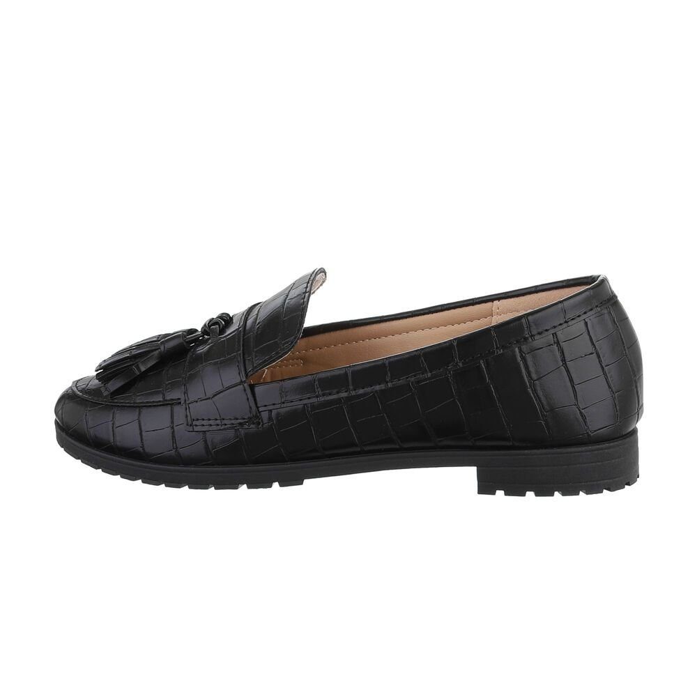 Ital-Design Damen Schlupfschuhe Freizeit Slipper Blockabsatz Slipper in Schwarz