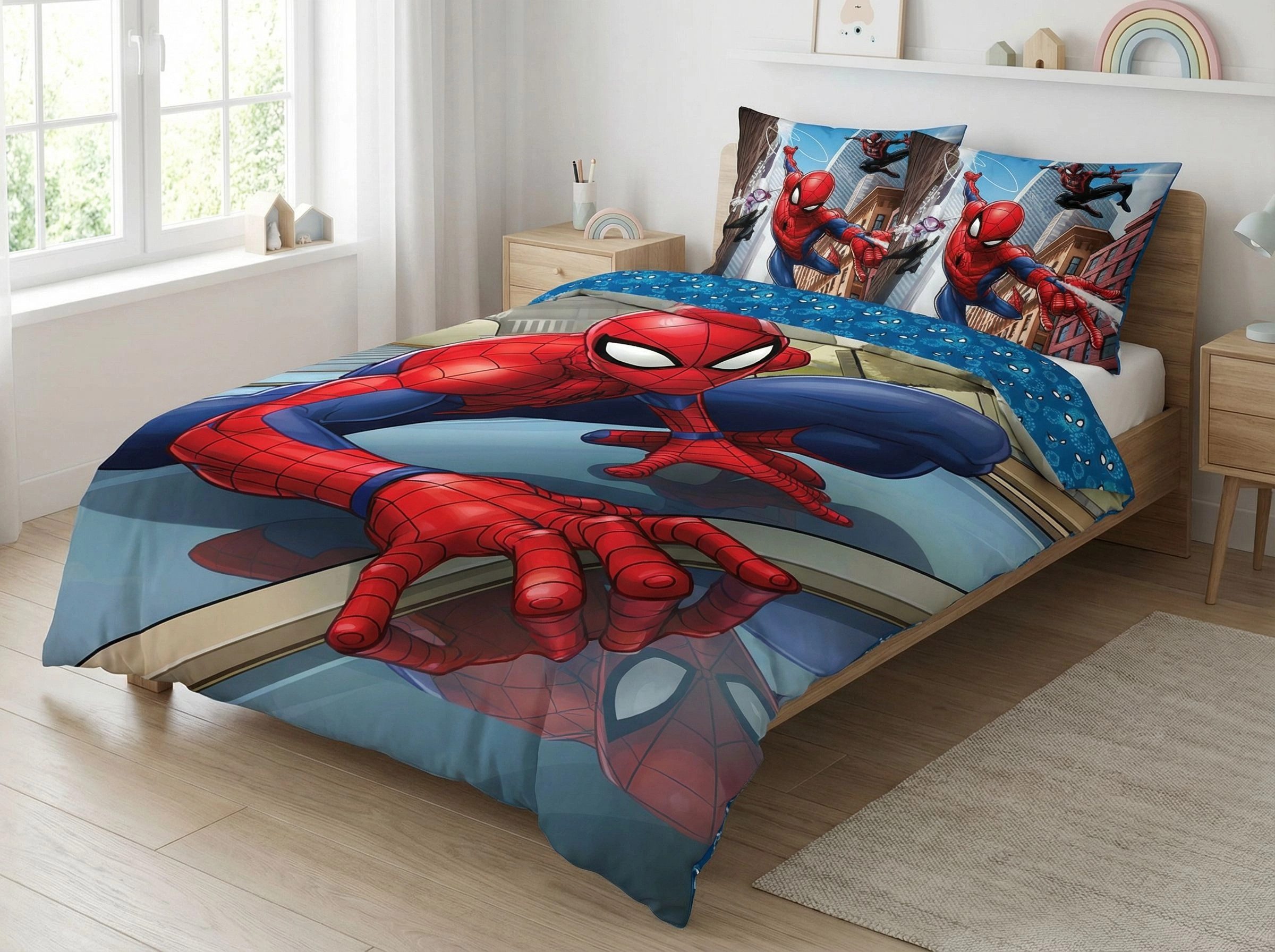 MARVEL Bettwäsche Marvel Spider-Man Jungen Bettwäsche Set 135x200 80x80 cm, Mikrofaser, 2 teilig, 100% Baumwolle