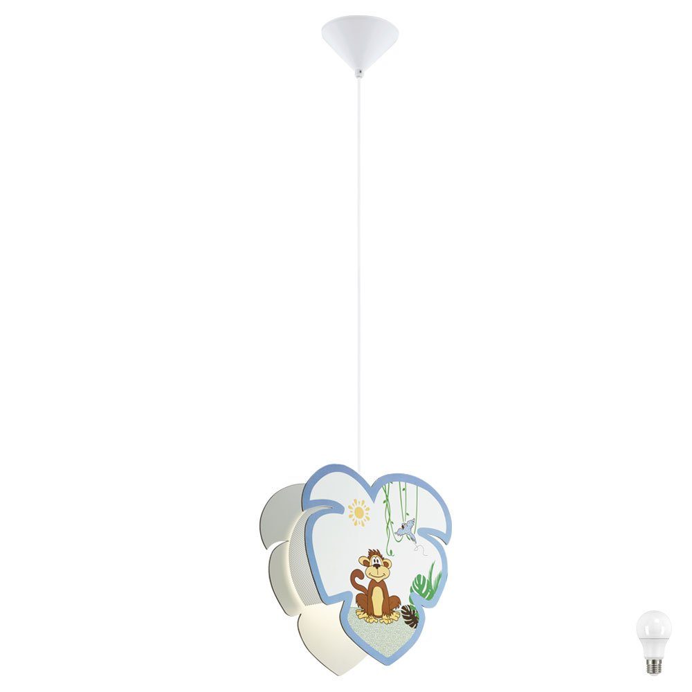 etc-shop LED Pendelleuchte, Holz inklusive, Motiv Lampe Warmweiß, Spiel Tier Pendel Leuchtmittel Affen Zimmer Schirm