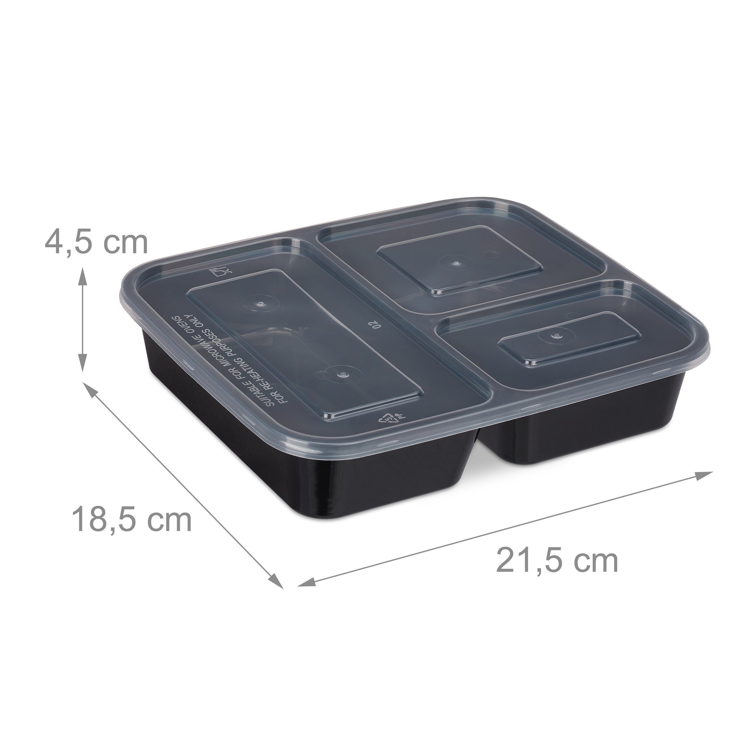 relaxdays Lunchbox 10er Set Meal Fächer, Kunststoff Boxen 3 Prep