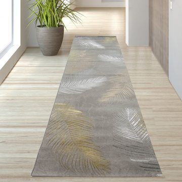 Teppich Designer Teppich mit Palmzweige grau gold, TeppichHome24, rechteckig