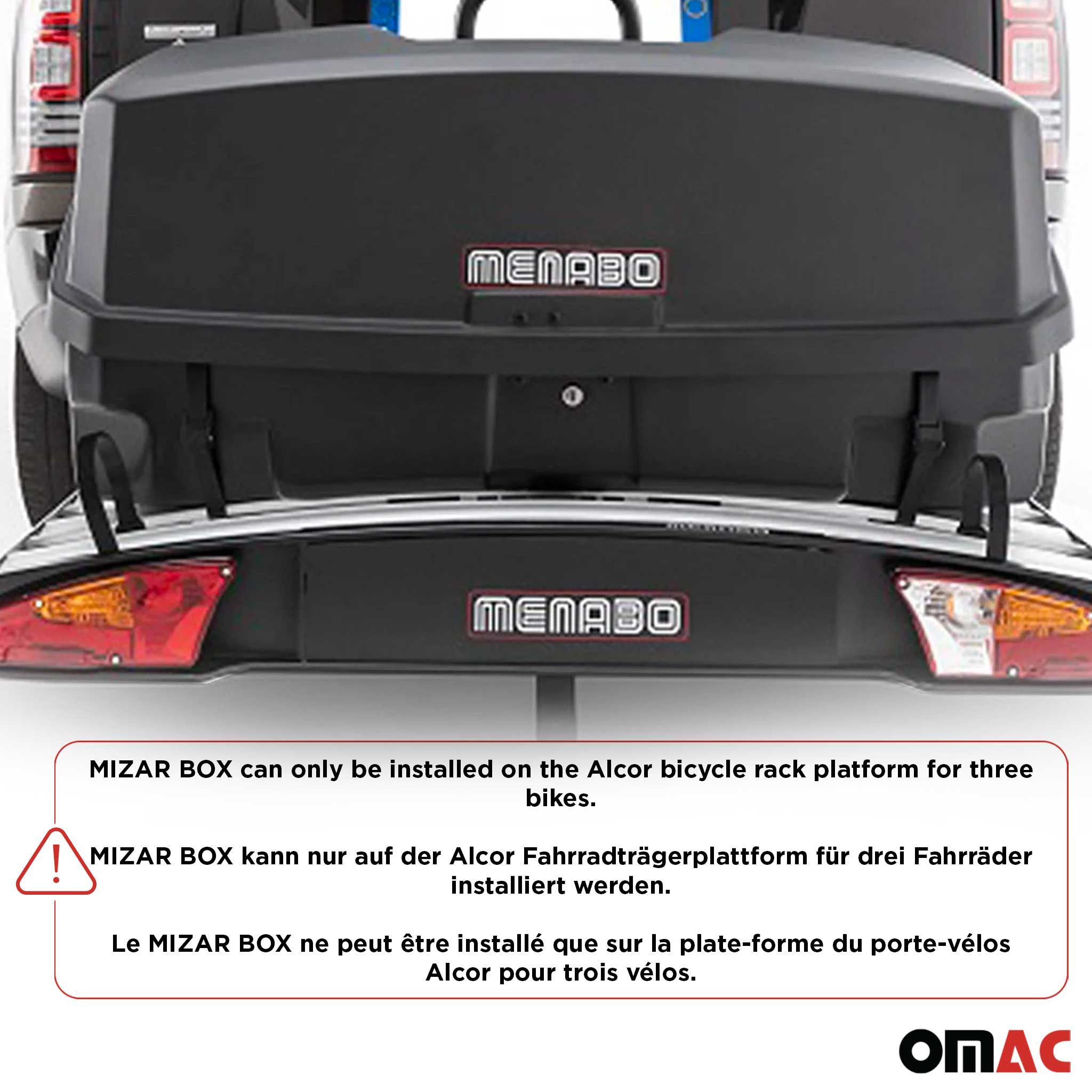 OMAC Dachbox Heckträger Heckbox Transportbox Heckkoffer Auto Box Schwarz Mizar 300L, Anti-Diebstahlschloss, Einfache Installation