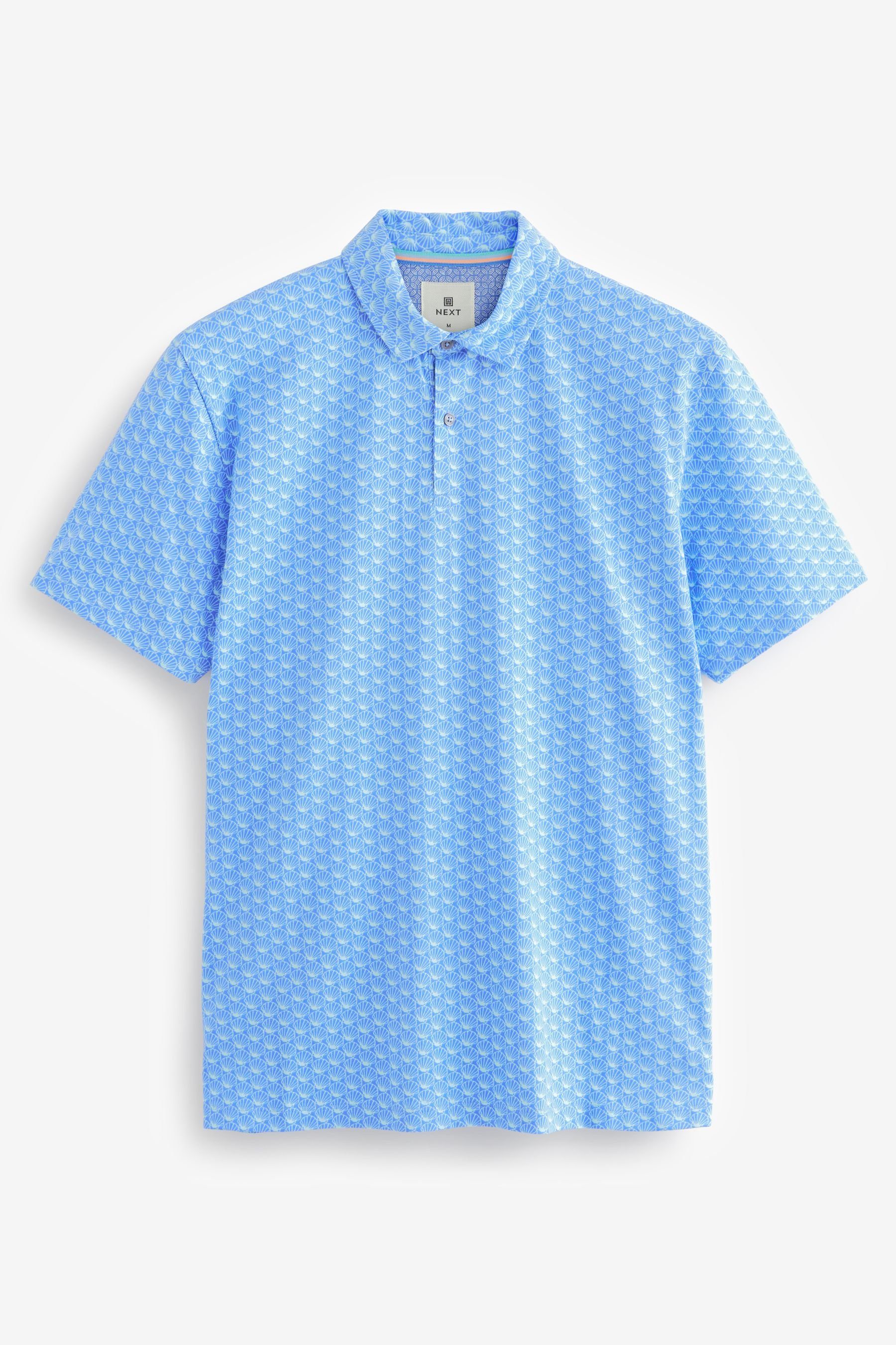 Next Poloshirt (1-tlg) Blue Bedrucktes Polo-Shirt Shell