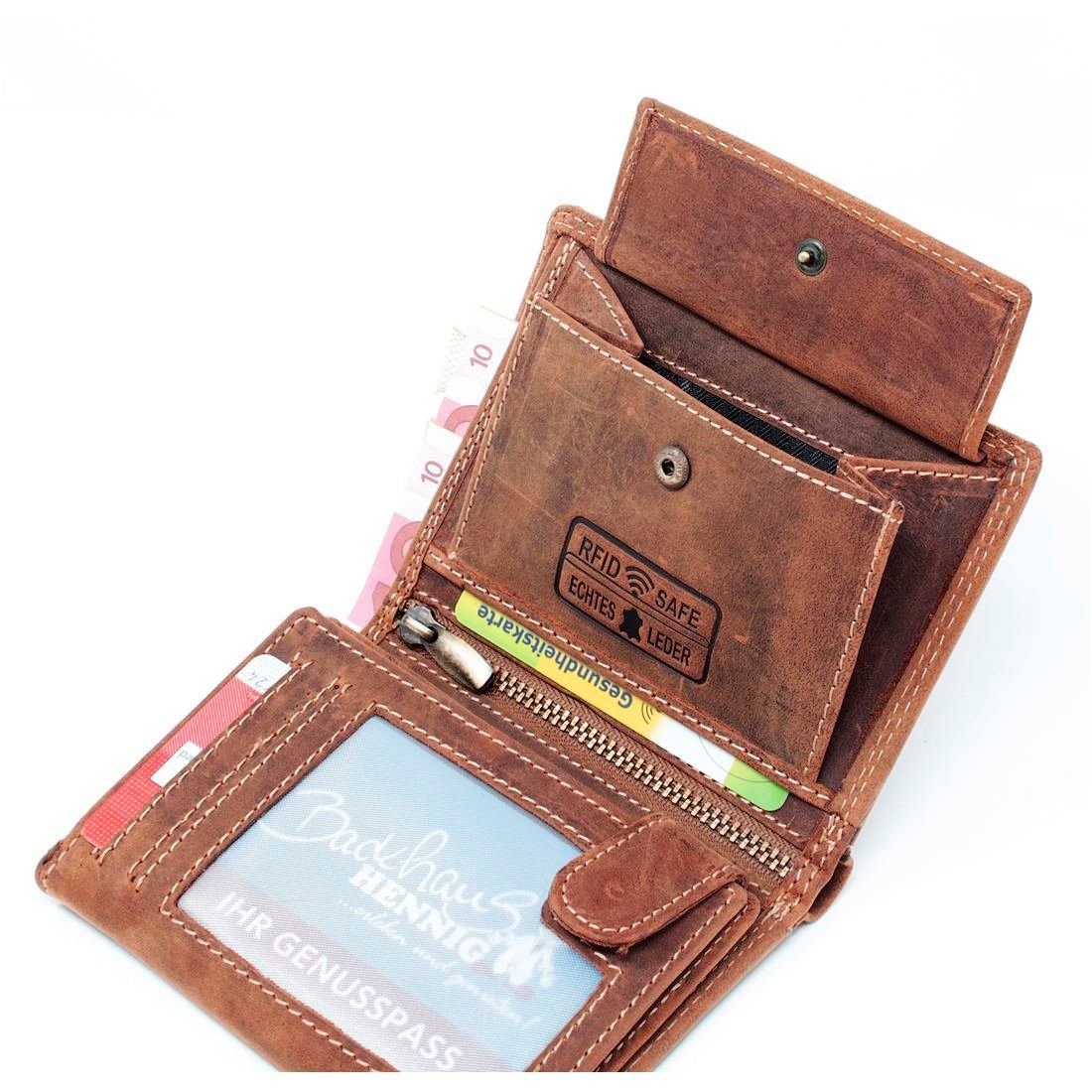 Portemonnaie Lederbörse Geldbörse Geldbeutel Leder Herren Münzfach Männerbörse mit Brieftasche Geldbörse Börse, Schutz RFID SHG