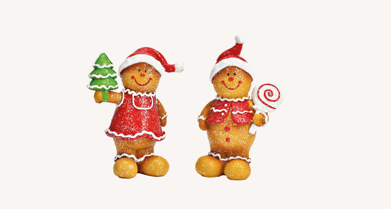 Wurm Dekofigur Gingerbread, 2er-Set Lebkuchenfiguren aus Poly