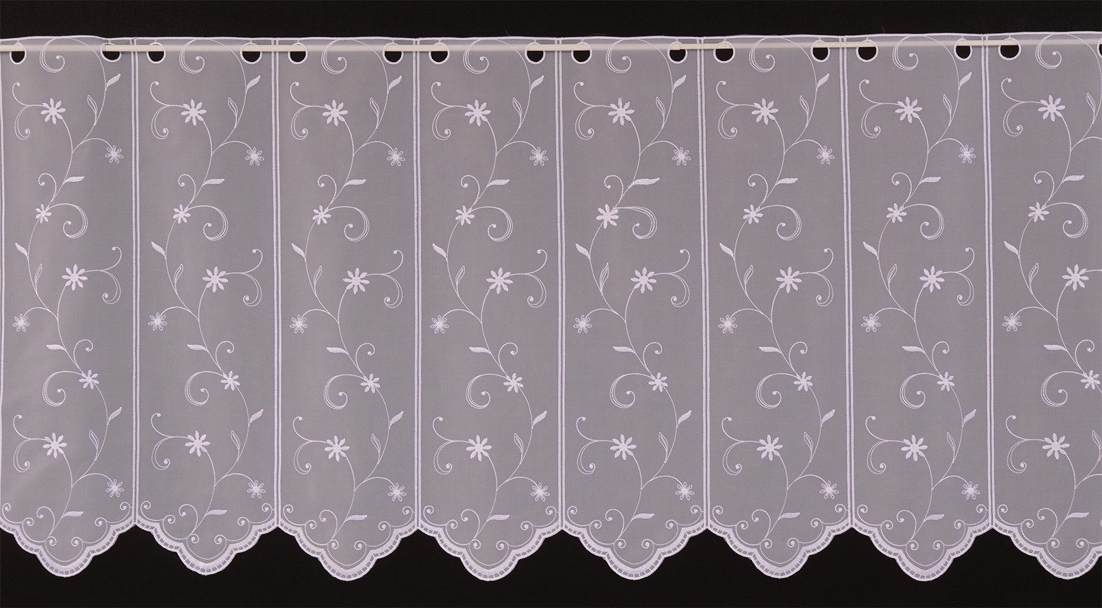Gardinen Kranzusch Scheibengardine Voile mit feiner Blumenranke (1 St), Stangendurchzug, transparent, Stablöcher,transparent,verschiedene Höhen, Breiten – Bild 2 von 4