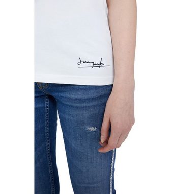 JEREMY MEEKS Rundhalsshirt JEREMY MEEKS Damen T-Shirt Simonetta mit Statement-Print Kurzarm-Shirt Weiß