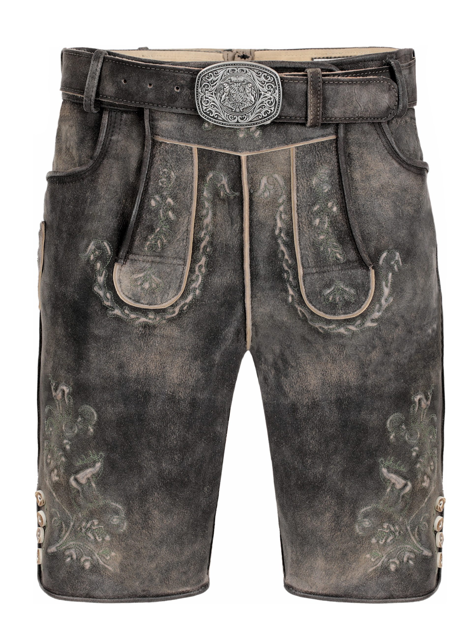 FUCHS Trachtenlederhose Trachtenlederhose Herren kurz Braun Echtleder Antik Wiesn (1-tlg)