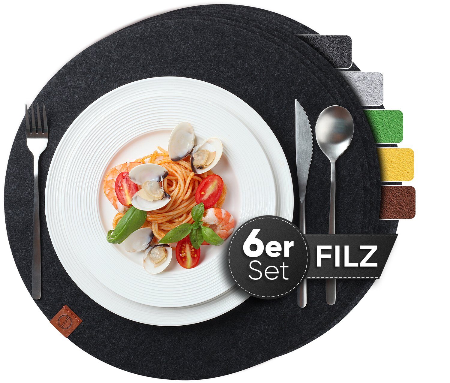 aus Platzset Abwischbar Platzdeckchen Tischset Edles Rund Loco Anthrazit Set - Filzmatte, Untersetzer Waschbare 6er Tischuntersetzer Filzuntersetzer Platzset, Filz - - Bird -