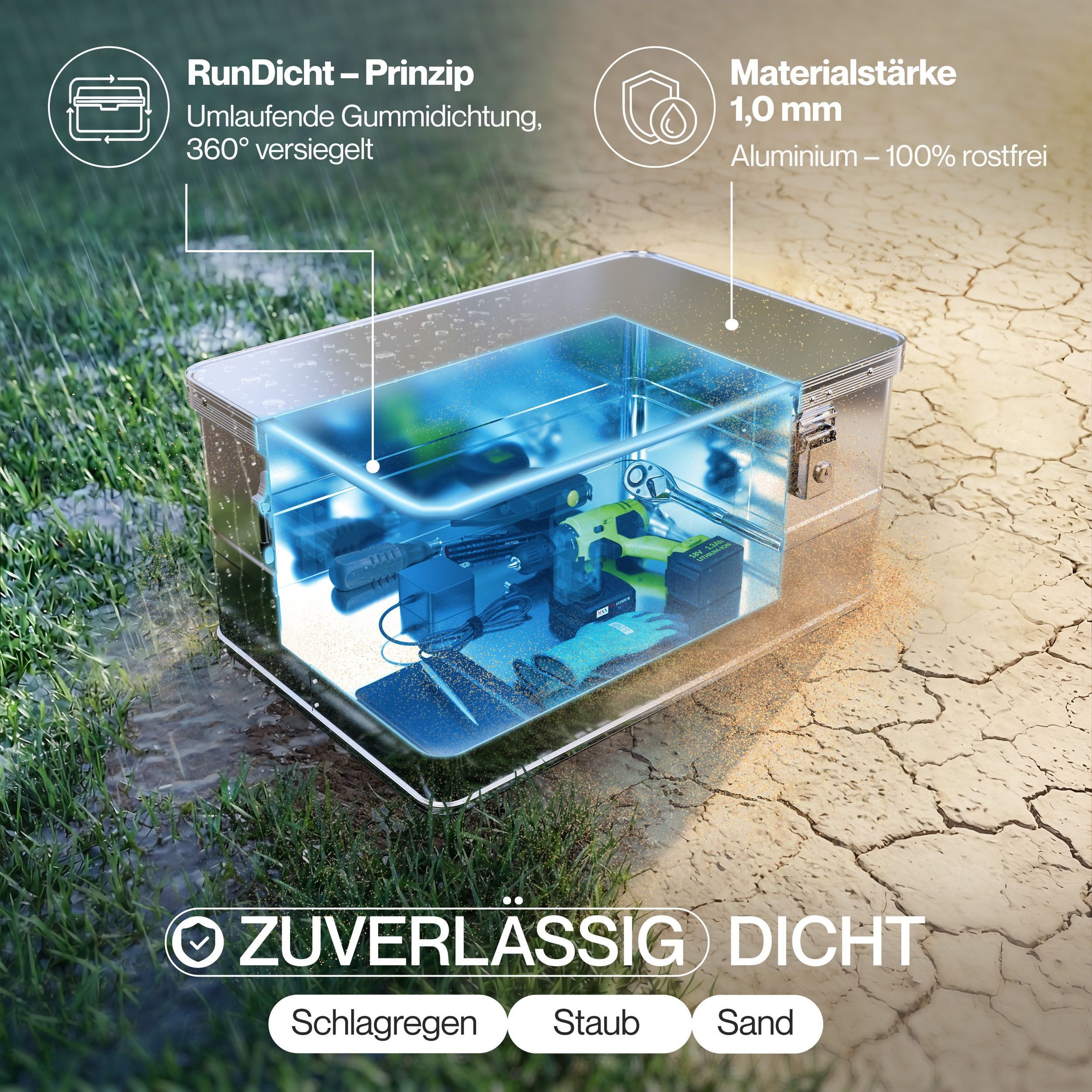 Trucky Allzweckkiste Aluminium Box mit Deckel Silber Alukiste Alu Kiste Abschliessbar – Bild 5 von 5