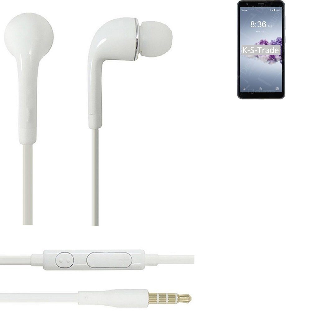 K-S-Trade für ZTE Blade A3 Prime In-Ear-Kopfhörer (Kopfhörer Headset mit Mikrofon u Lautstärkeregler weiß 3,5mm)