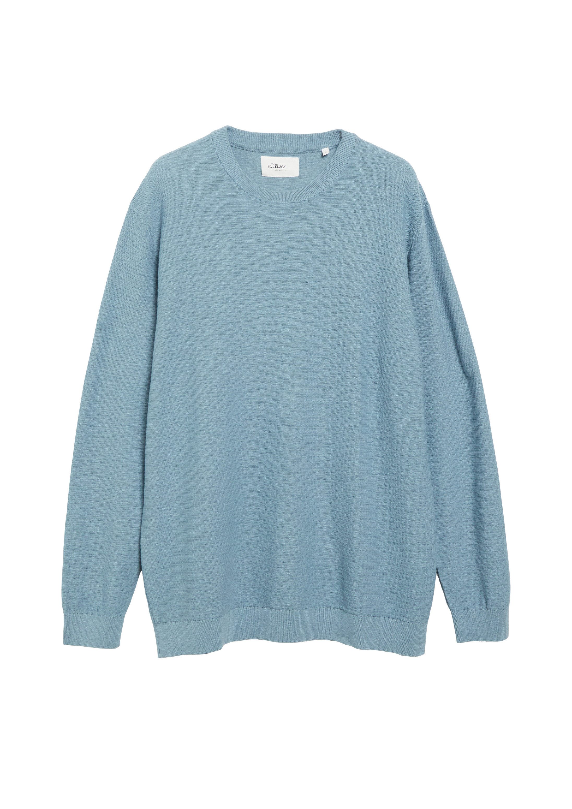 s.Oliver Longpullover Strickpullover Baumwollpullover mit Flammgarnstruktur