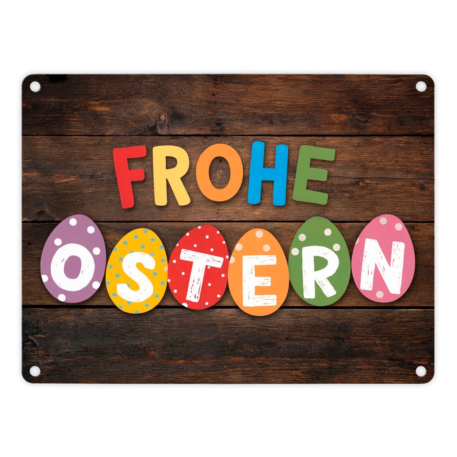 speecheese Metallschild Frohe Ostern Metallschild in 15x20 cm mit bunten Eiern