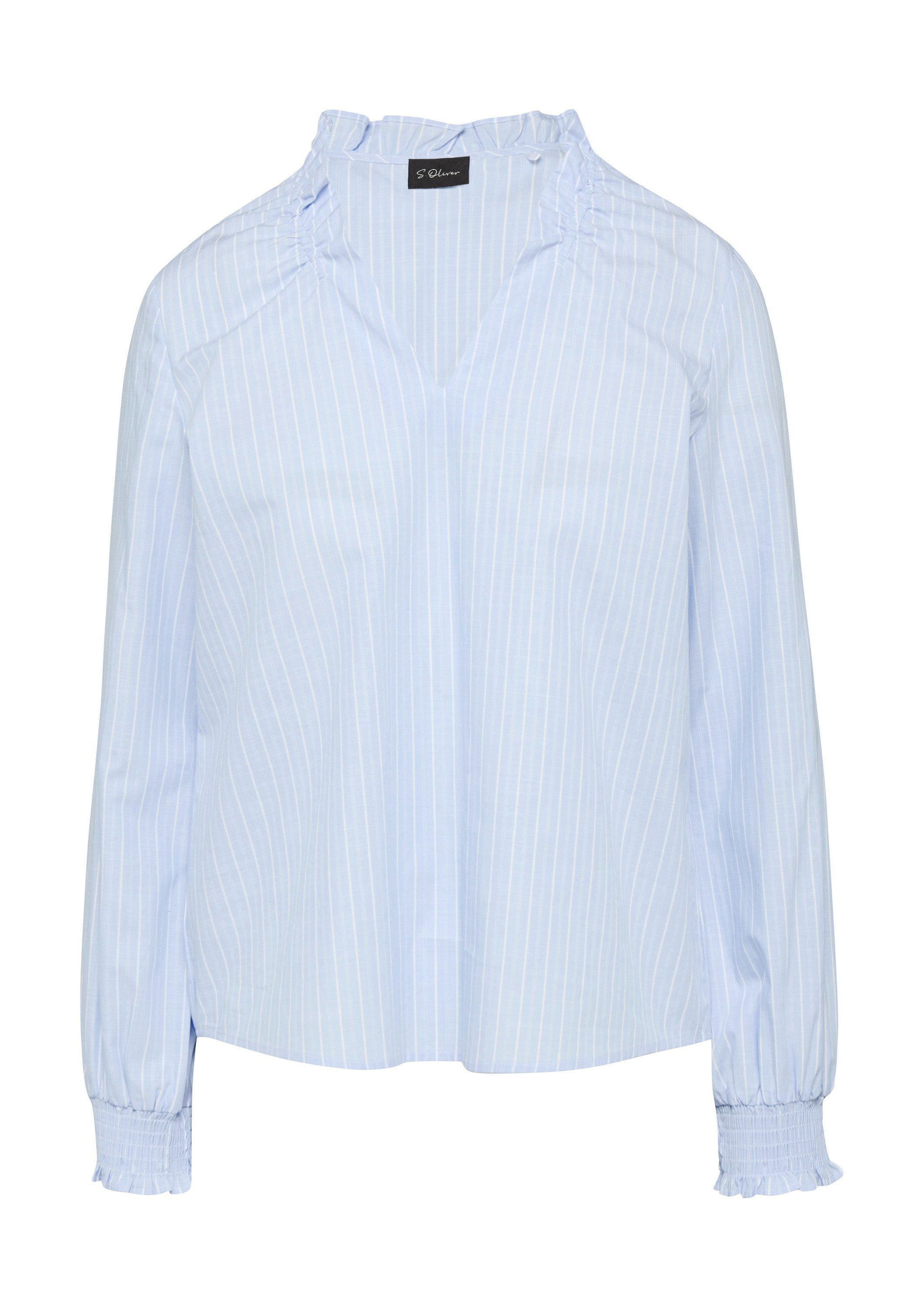 s.Oliver Langarmbluse Bluse Gestreifte Baumwollbluse mit Smok-Details günstig online kaufen