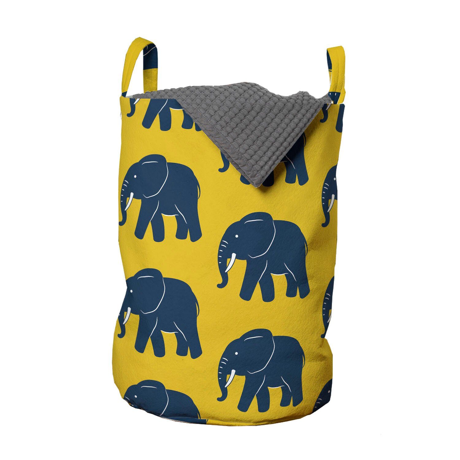 Abakuhaus Wäschesäckchen Wäschekorb mit Griffen Kordelzugverschluss für Waschsalons, Tiere Afrikanischer Elefant Patterns