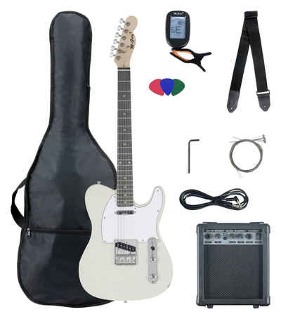 McGrey E-Gitarre »Rockit TL-Style Komplettset E-Gitarre (8-teiliges Anfängerset mit Gitarre, Verstärker, Ersatzsaiten, Gitarrentasche, Stimmgerät, Plektren, Gurt und Gitarrenkabel)«, TL-Design