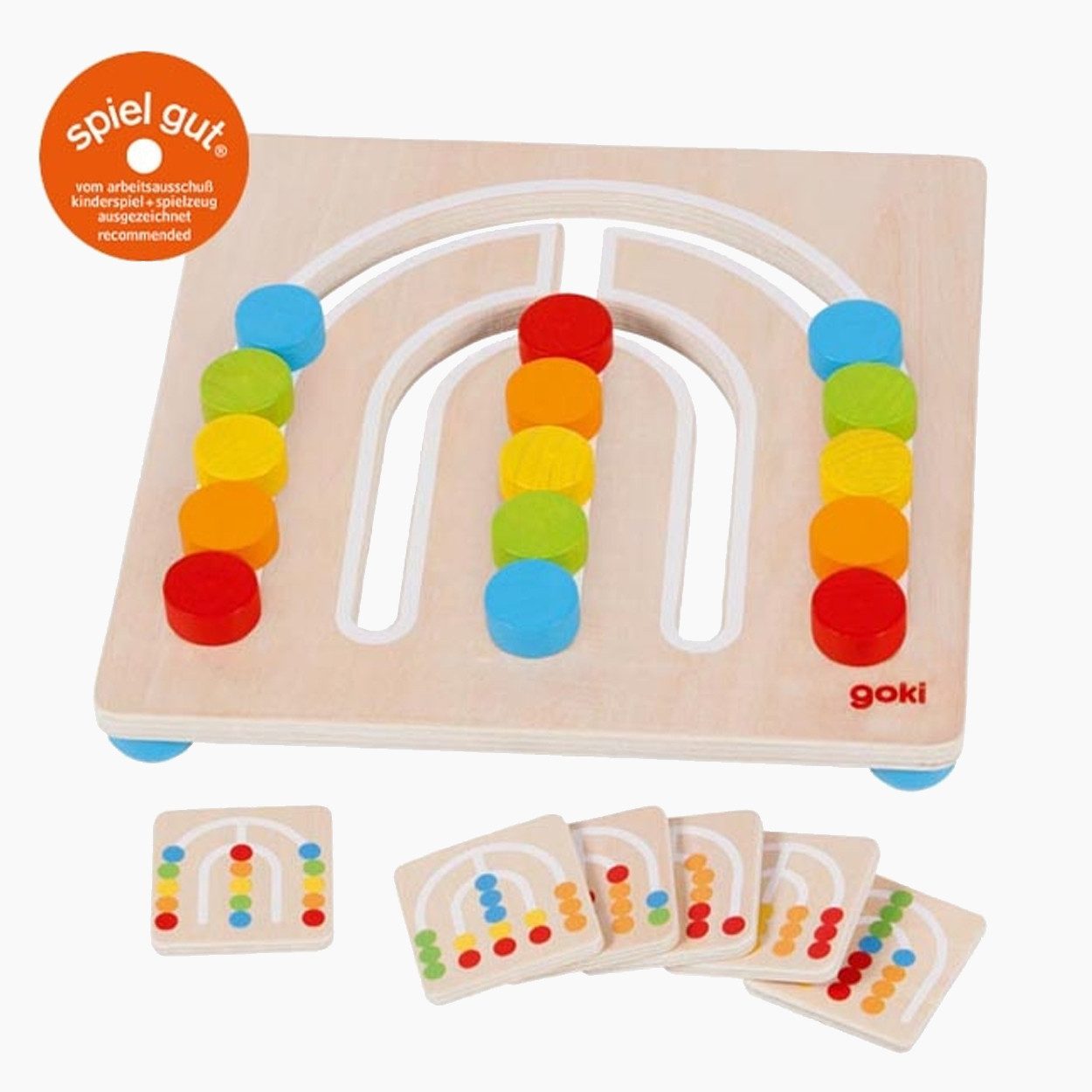 goki Lernspielzeug Farbsortierbrett Regenbogen (packung, 1-St), für Feinmotorik, Farbkenntnisse und logisches Denken