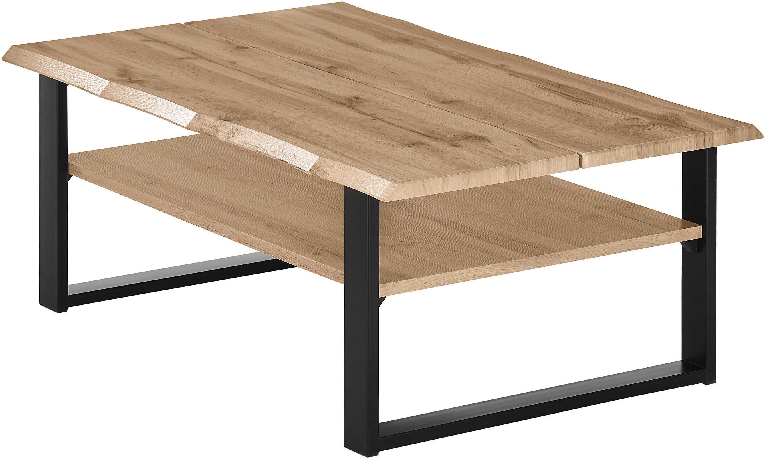 Stolkom Sp.z.o.o. Couchtisch Venice Wohnzimmertisch mit Baumkante, BxHxT 107x40x66 cm, Baumkantenoptik, Industrial Style, 1 Ablageboden, Wotan Eiche Optik