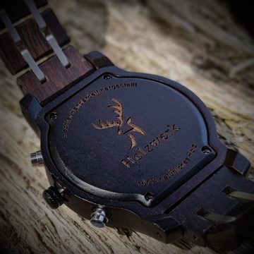 Holzwerk Chronograph BEESKOW Damen & Herren Holz Armband Uhr mit Datum in schwarz, grün