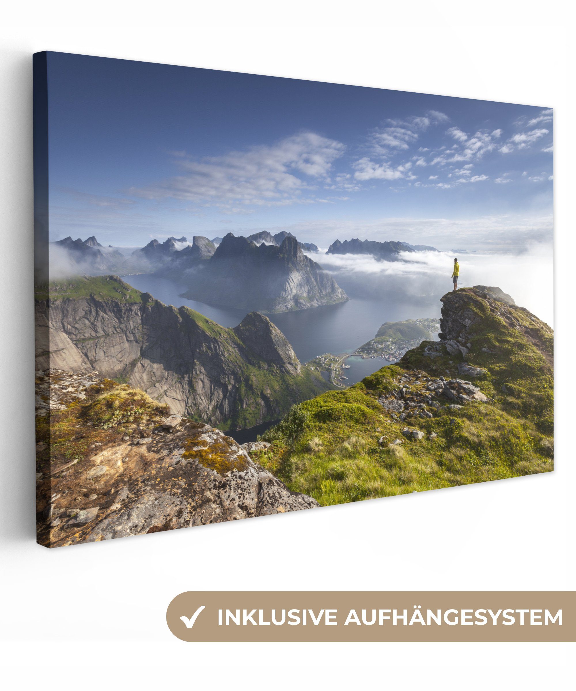 OneMillionCanvasses® Leinwandbild Klippen bei Norwegen, (1 St), Wandbild Leinwandbilder, Aufhängefertig, Wanddeko, 30x20 cm