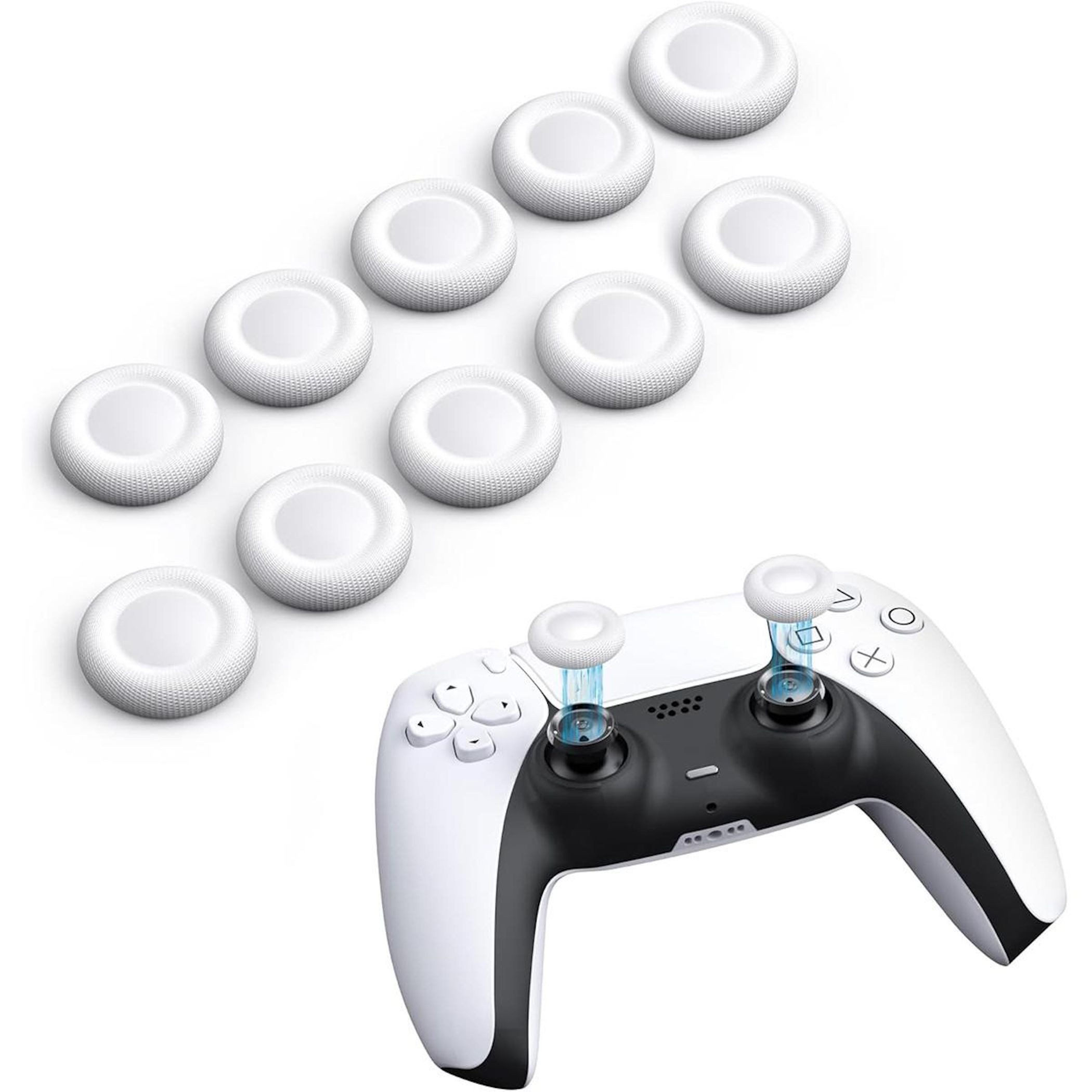 Wigento Handyhülle 10x Joystick Ersatz Thumb Grip Caps für PS5 / PS4 Controller Zubehör, Kompakt, Leicht, Griffig, Passgenau, Austauschbar