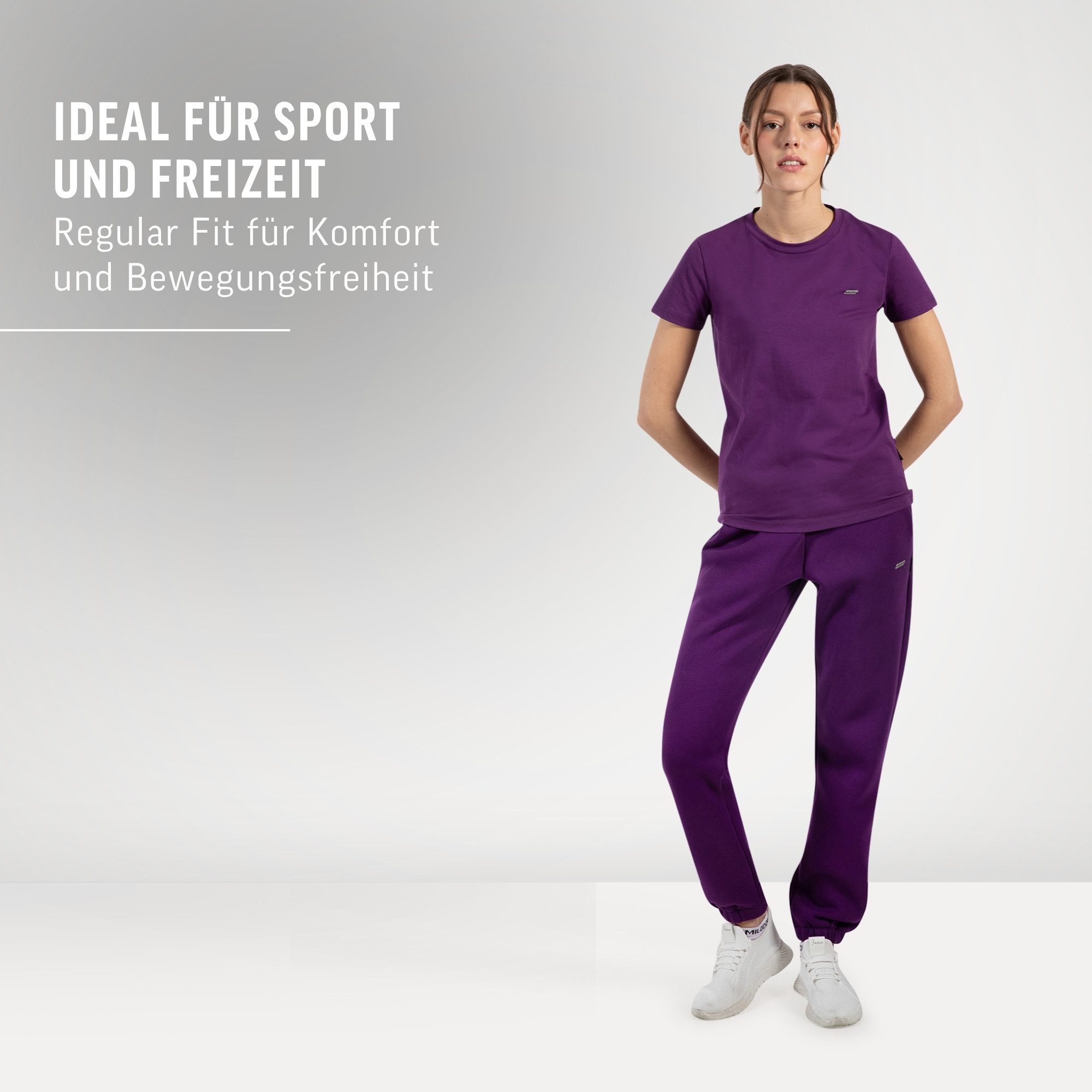 Smilodox Jogginghose Laurena, Regular Fit Sweathose mit Kordelzug am Bund, Metallabel angenehmes Material Bündchen an Beinabschlüssen Sport Alltag Fitness