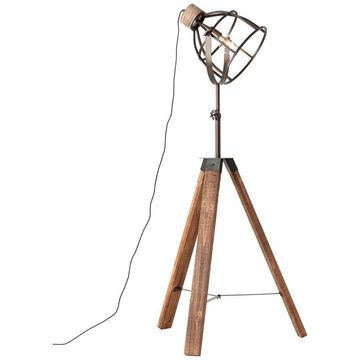 Brilliant Stehlampe Matrix Wood, Lampe Matrix Wood Standleuchte dreibeinig schwarz stahl 1x G95, E27