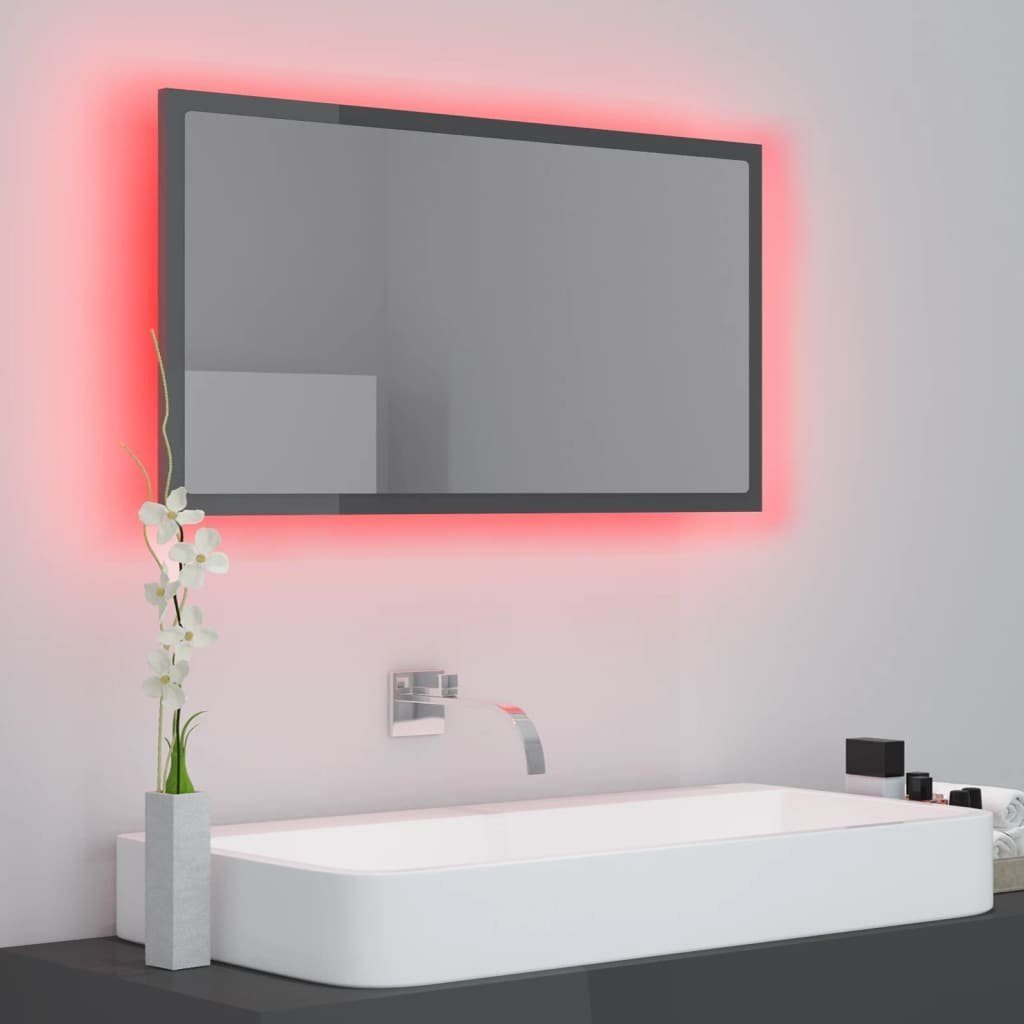 80x8,5x37 (1-St) cm LED-Badspiegel Badezimmerspiegelschrank Acryl vidaXL Hochglanz-Grau