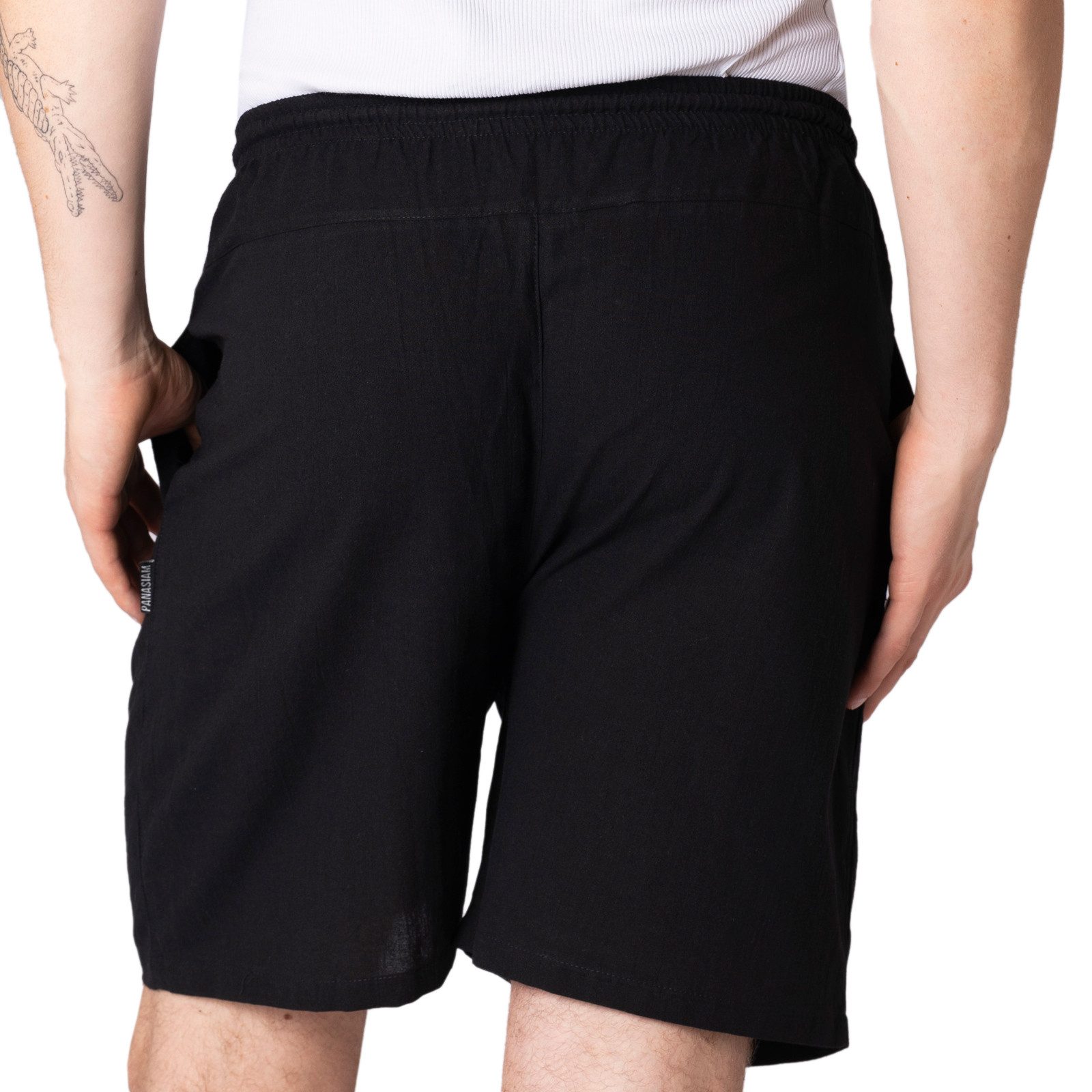 PANASIAM Shorts kurze Hose aus 100% Baumwolle Basic Stoffhose mit Taschen & Gummibund Sommerhose Sweatshorts Casual Loungewear Wellnesshose Strandshorts