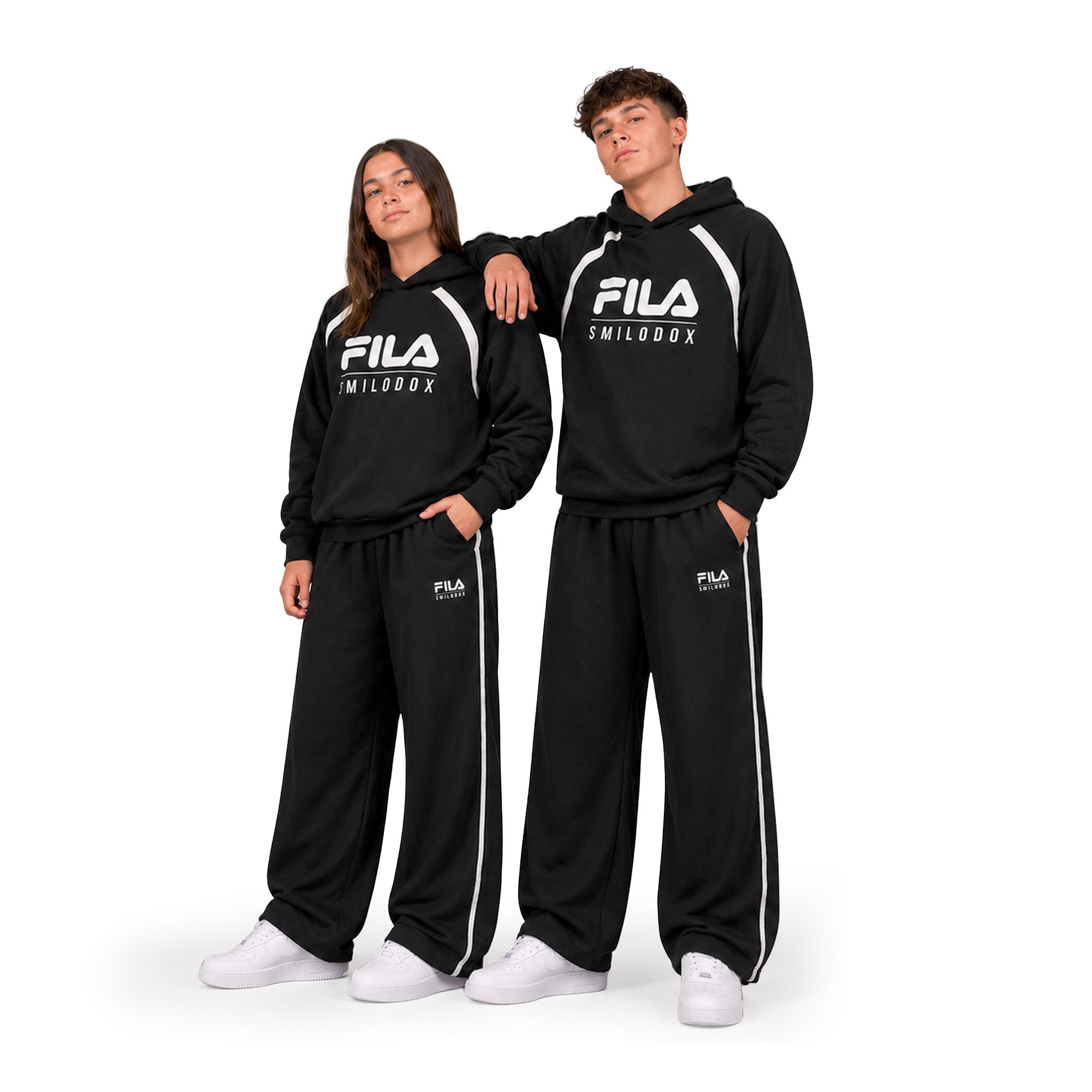 Smilodox Jogginganzug Skylar Teens, Fila Trainingsanzug Baumwolle, Sportanzug, Outfit Set, 2-teilig Set, Color Block, Kontraststreifen, Gym & Sporbekleidung