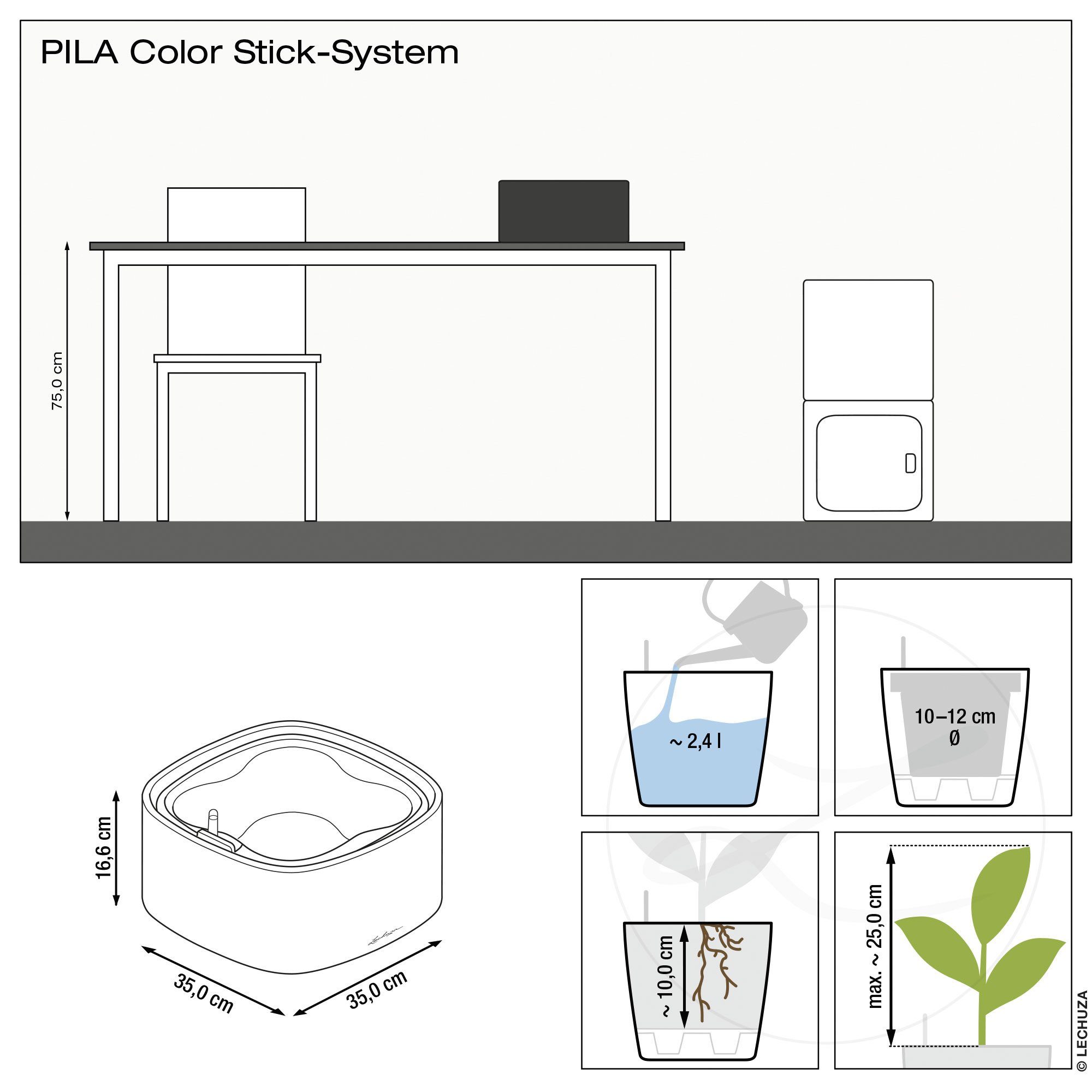 Lechuza® Pflanzkübel Pila Color Stick pastellgrün