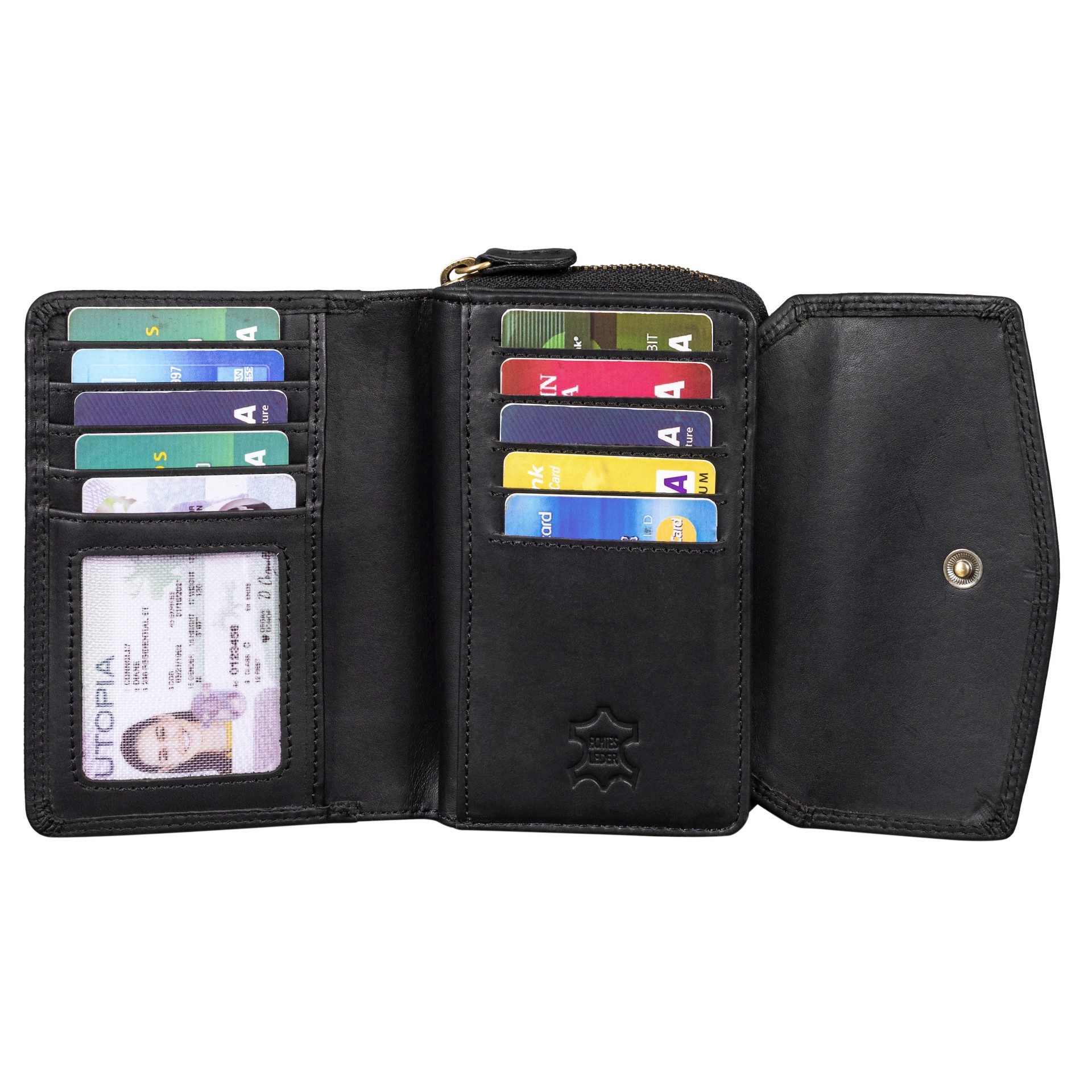 Benthill Geldbörse Damen Portemonnaie Echt Leder RFID Vintage Portmonee Geldbeutel, RFID-Schutz Kartenfächer Münzfach Reißverschlussfach