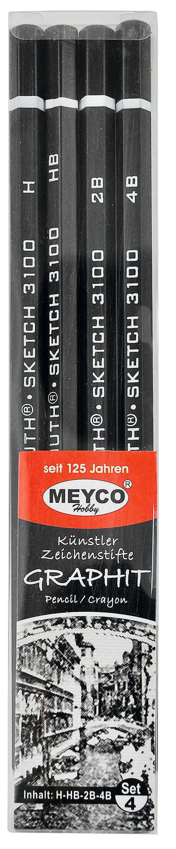 MEYCO Hobby Bleistift Künstler Zeichenstift Graphit, 4er-Set