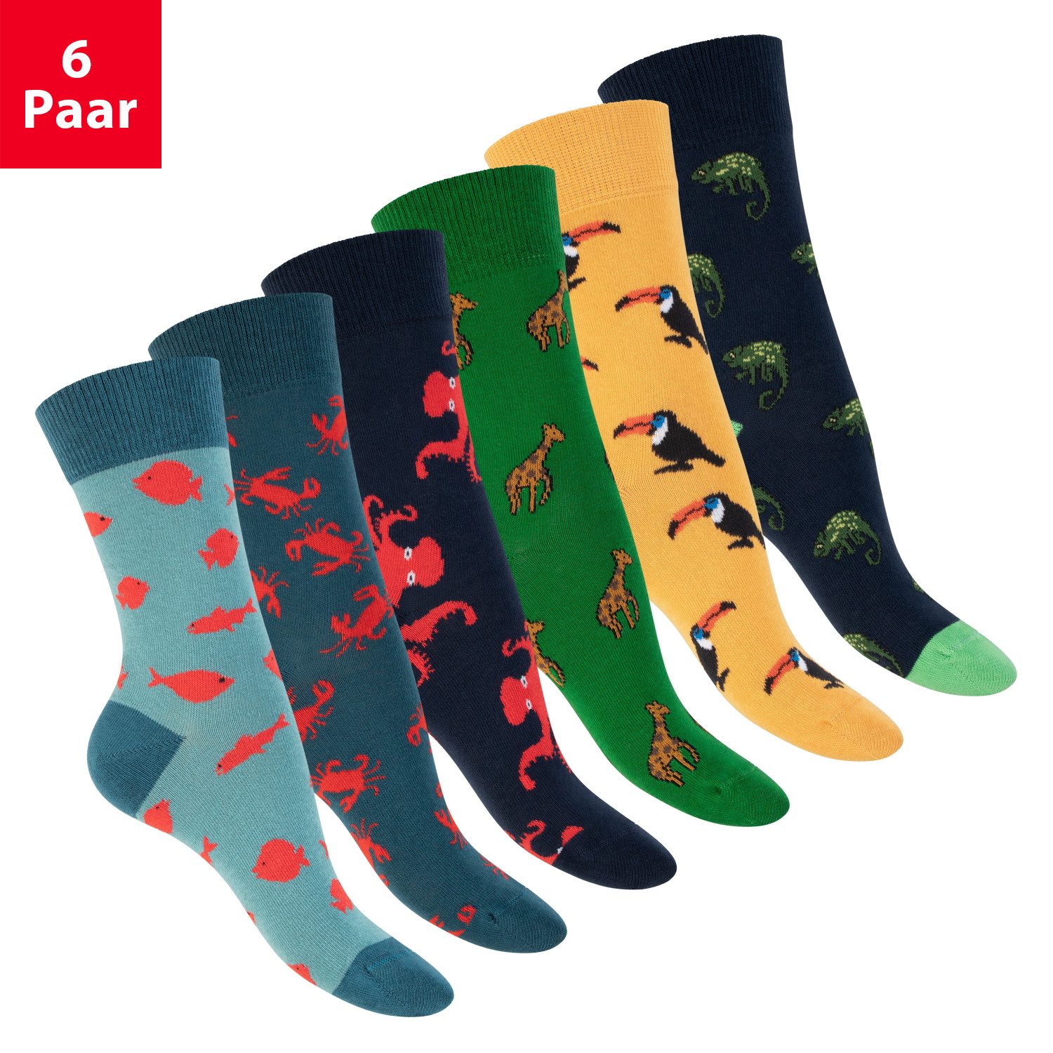 Footstar Basicsocken Damen/Herren Bunte Motiv Socken Funny Baumwollsocken