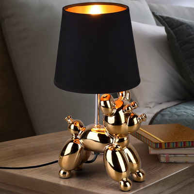 etc-shop Tischleuchte, Leuchtmittel nicht inklusive, Tischleuchte Keramik Gold Tischlampe Nachttischlampe im