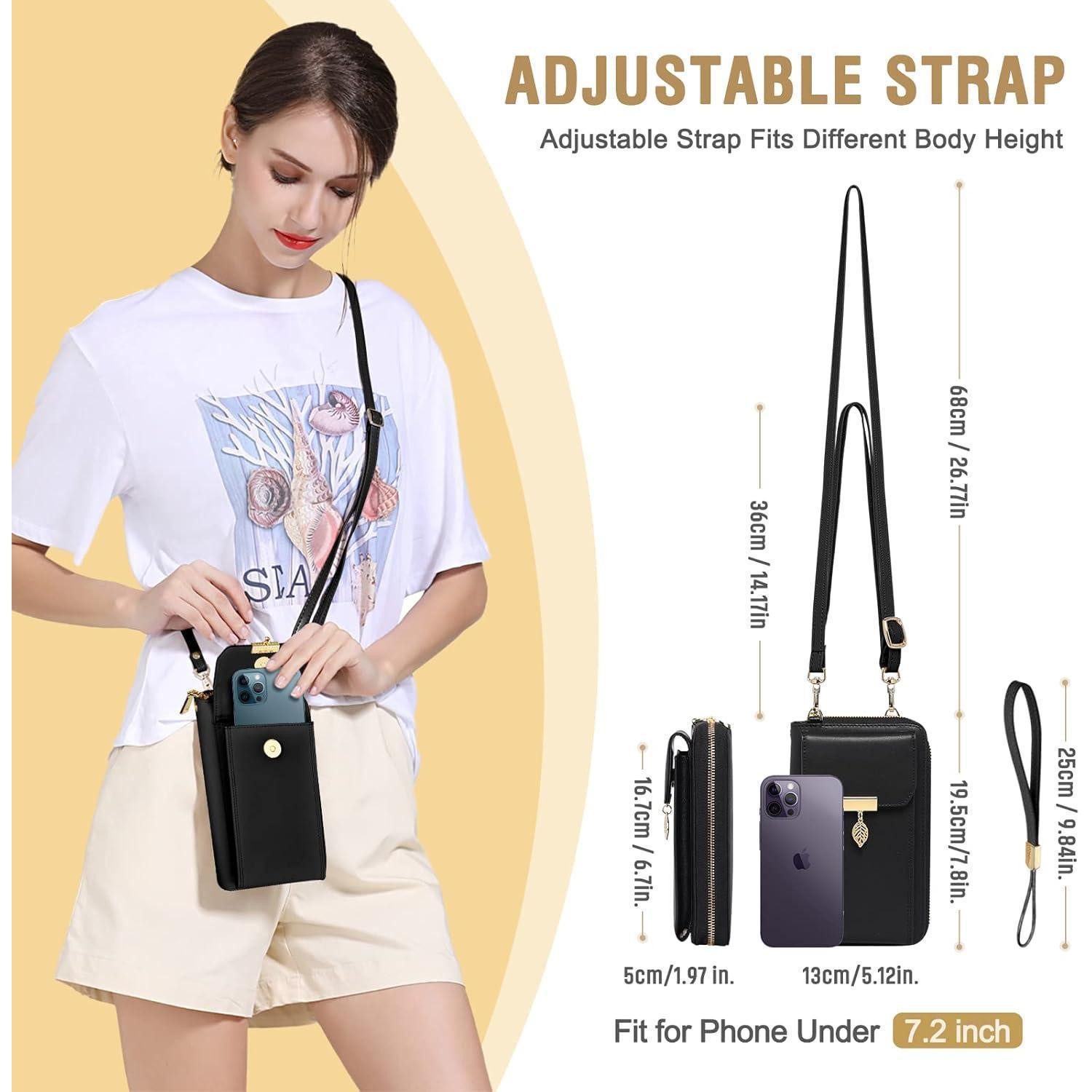 LuxusKollektion Handytasche Handytasche Umhängetasche Damen RFID Schutz Leder Schultertasche 12