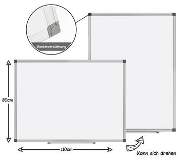 Homewit Magnettafel 110 x 80 cm-Magnetisches Whiteboard mit Aluminiumleisten, (Set, 1-tlg., Magnetisches Whiteboard), Magnettafel Beschreibbar, 3 Stiftablage, 12 Pinnwand Tafel und Schwamm